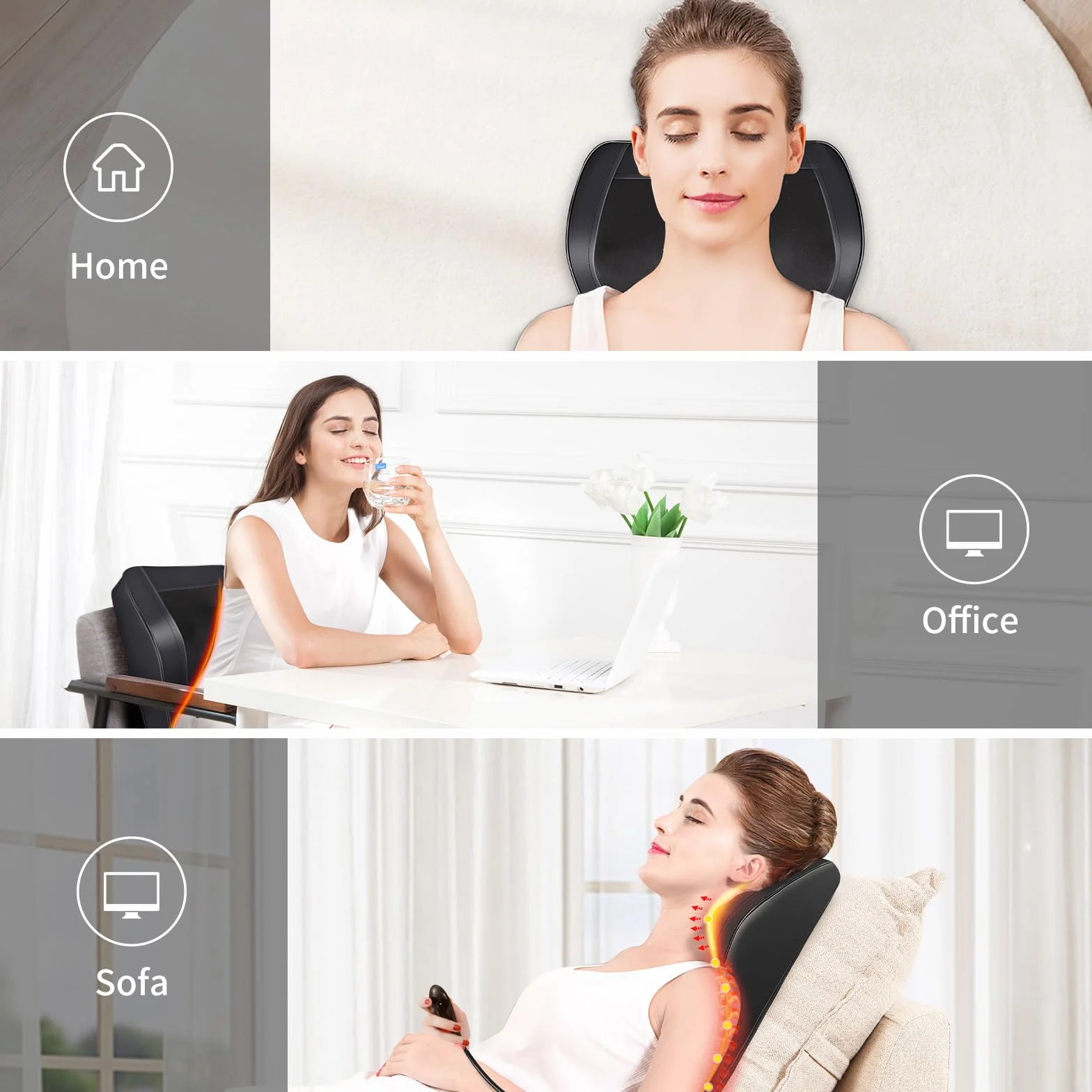 Masajeador Cervical y Espalda con Calor, 3D Shiatsu, Alivio del Dolor Cuello Hombro Espalda