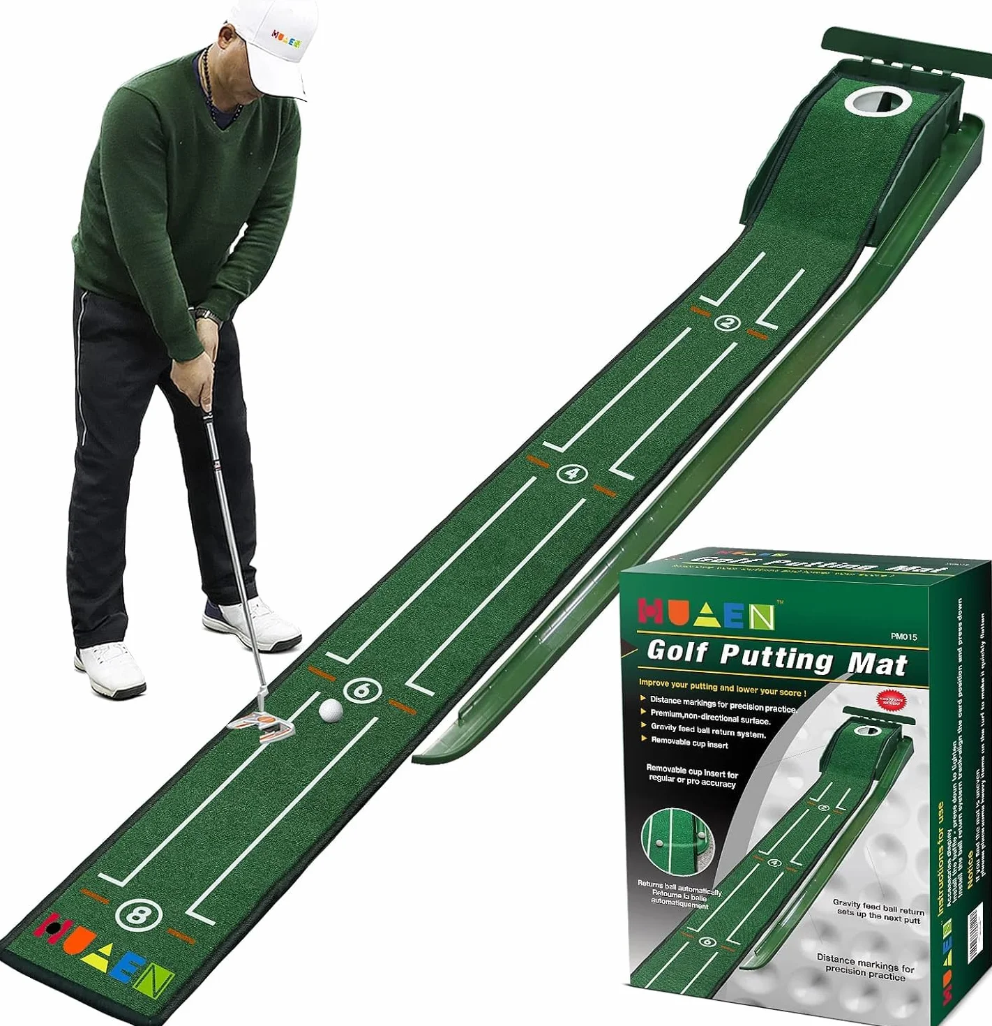 Putting Green Interior, Tapete Largo con Retorno Automático