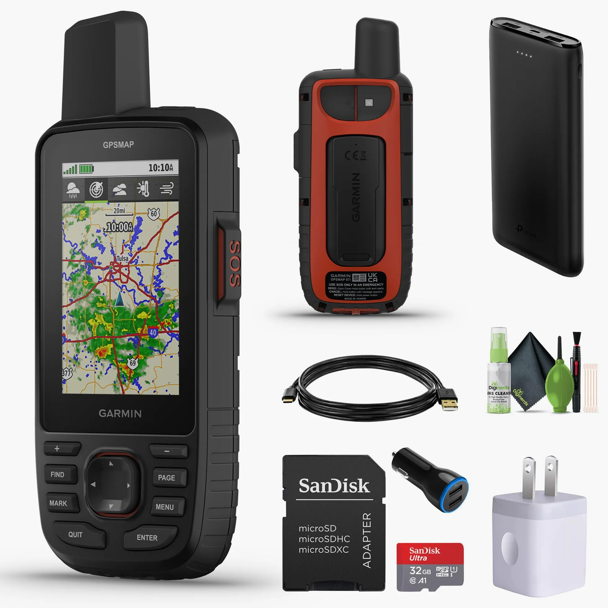 Garmin GPSMAP 67i Rugged Hiking GPS Premium Tecnología de satélite inReach de mano, mensajería bidireccional, SOS interactivo, paquete de mapeo con accesorios