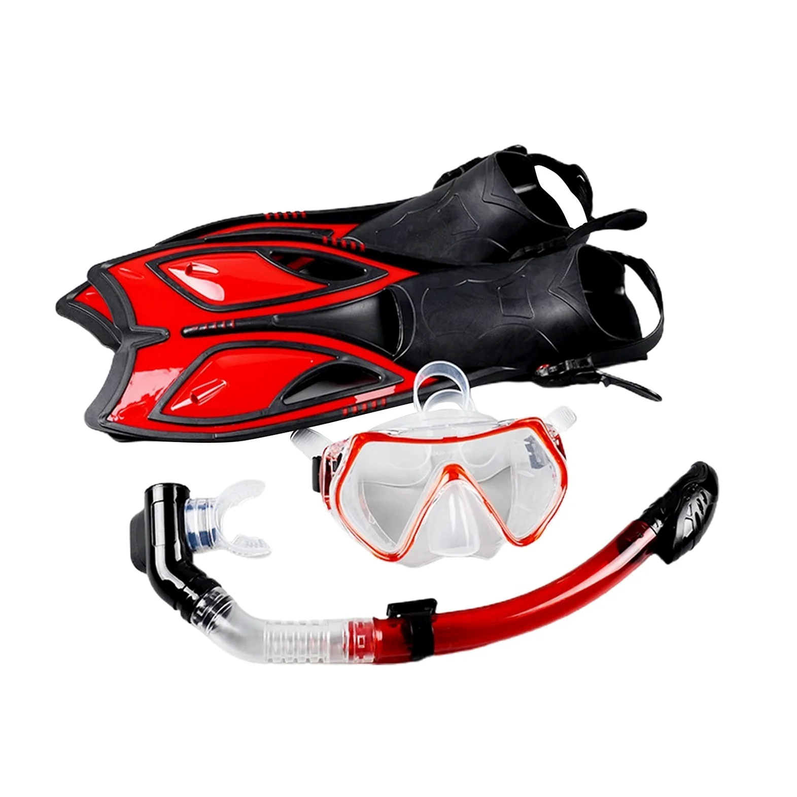 Juego de Snorkel Amarillo con Marco de Vidrio Templado y Gafas de Buceo para Adultos, Experiencia de Snorkel en seco con Aletas largas (Azul S Talla única)