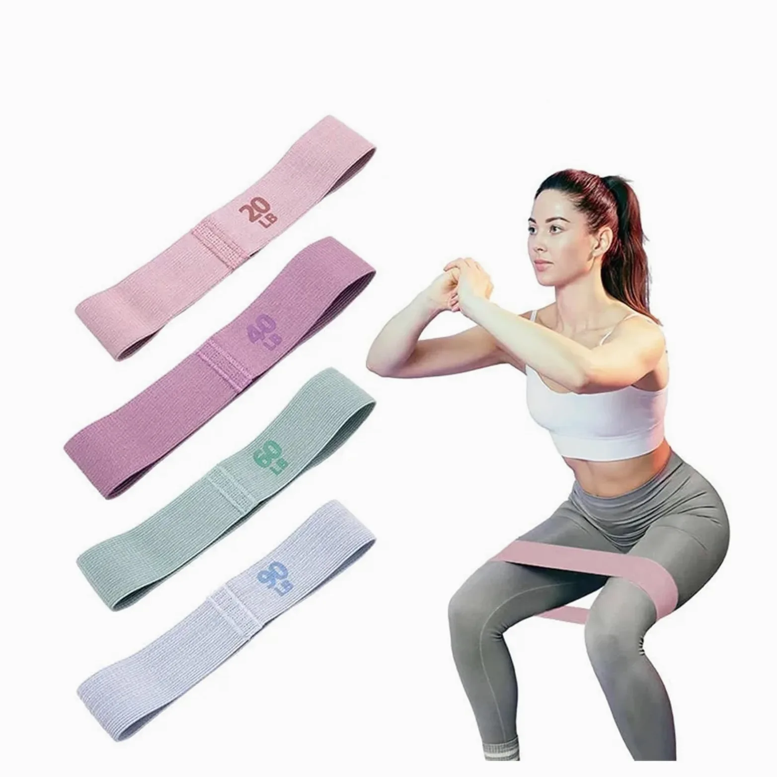 Gomas Elasticas Musculacion Banda de Resistencia for glúteos, Bandas elásticas for glúteos y Muslos, Banda de Goma for Ejercicio, Equipo de Gimnasio y Yoga(4PCS Set)