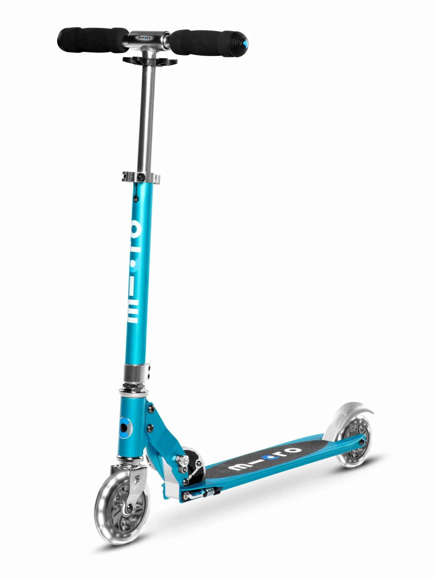 Micro® | Micro Sprite LED Scooter 2 Ruedas Niños | Patinete y Puños Plegables | Ruedas con iluminación LED | Ligero y Regulable en Altura | +5 Años | Niños y Niñas