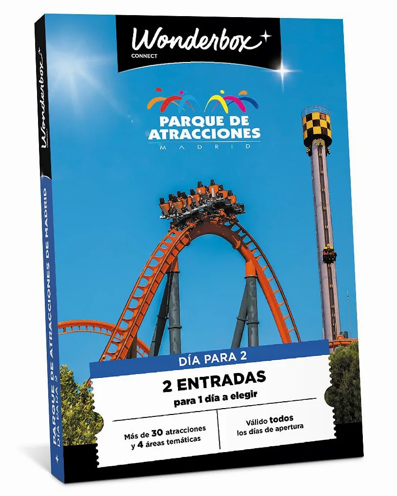 WONDERBOX Connect - Caja Regalo - Parque De Atracciones - 2 entradas para 1 día - Más de 30 Atracciones - Válido Durante 27 Meses