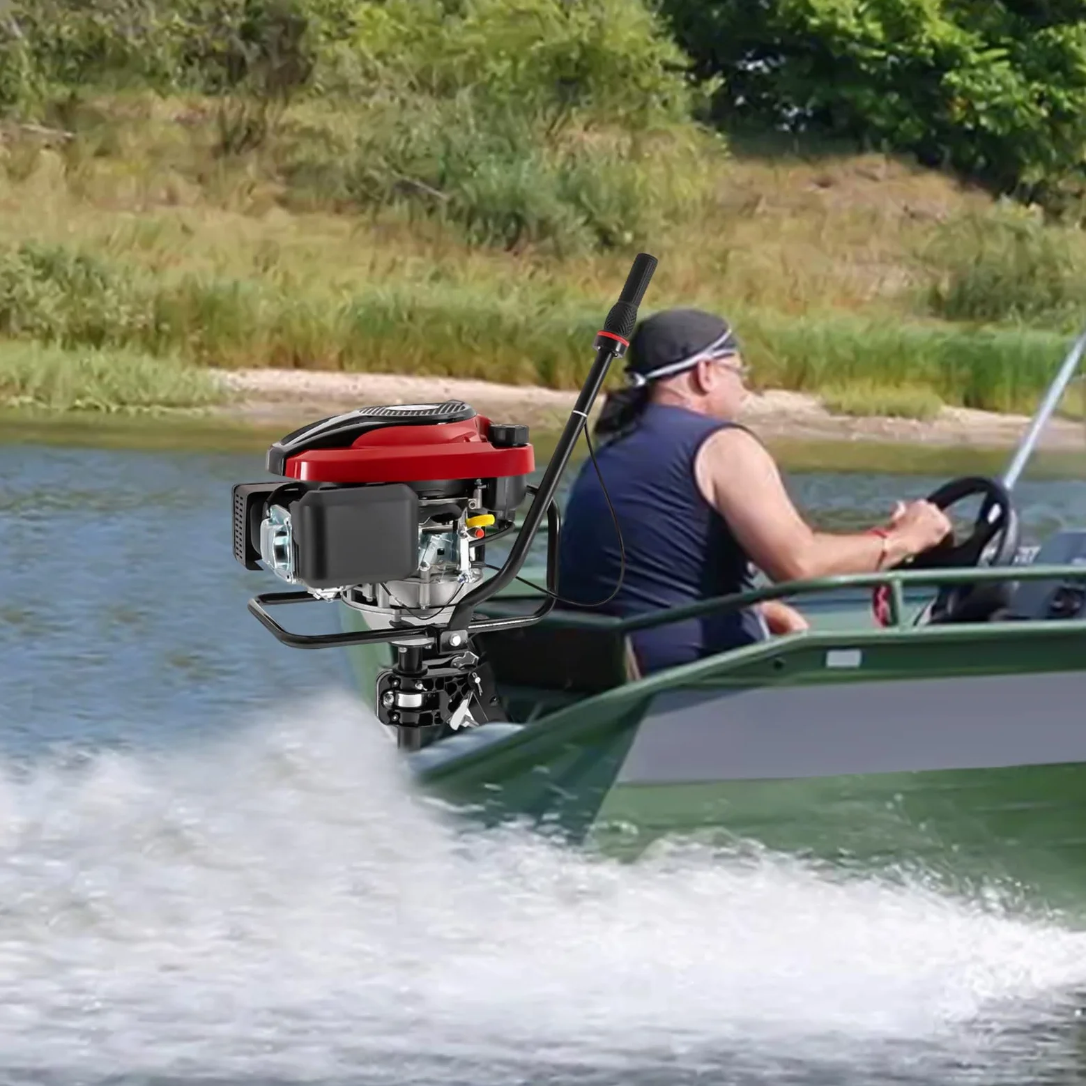 Motor fueraborda de 4 tiempos, 196 cc, motor fueraborda, motor de gasolina, 1,4 carreras, 8 CV, refrigerado por aire, motor para bote inflable, motor de barco con sistema de encendido TCI para bote de