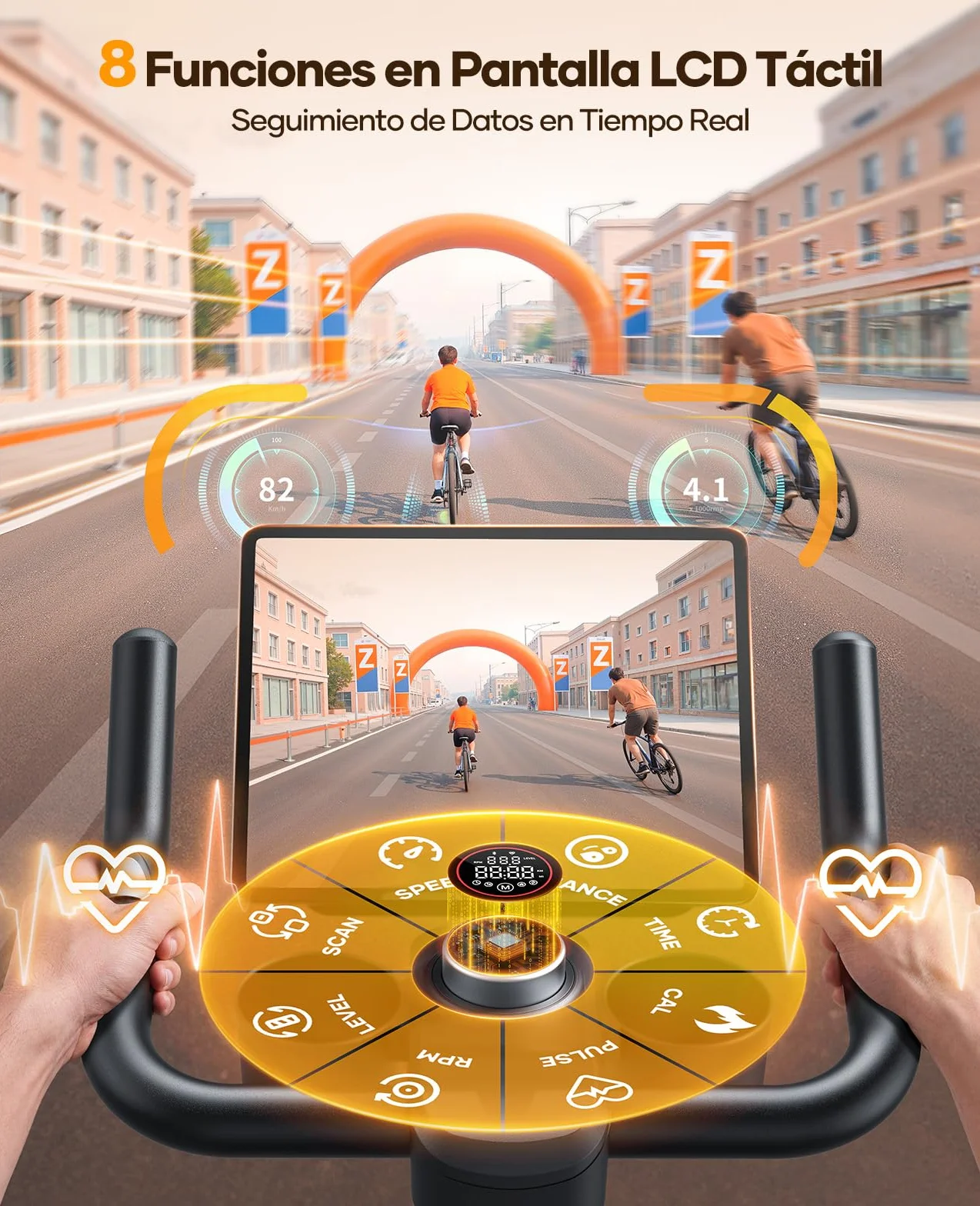 2026 Nueva Toputure Bicicleta Estática Electromagnética, Spinning Profesional con 32 Niveles de Resistencia Precisa vía APP, Bici Estática con Pantalla LCD Táctil, Soporte para Mancuernas, Máx 150KG