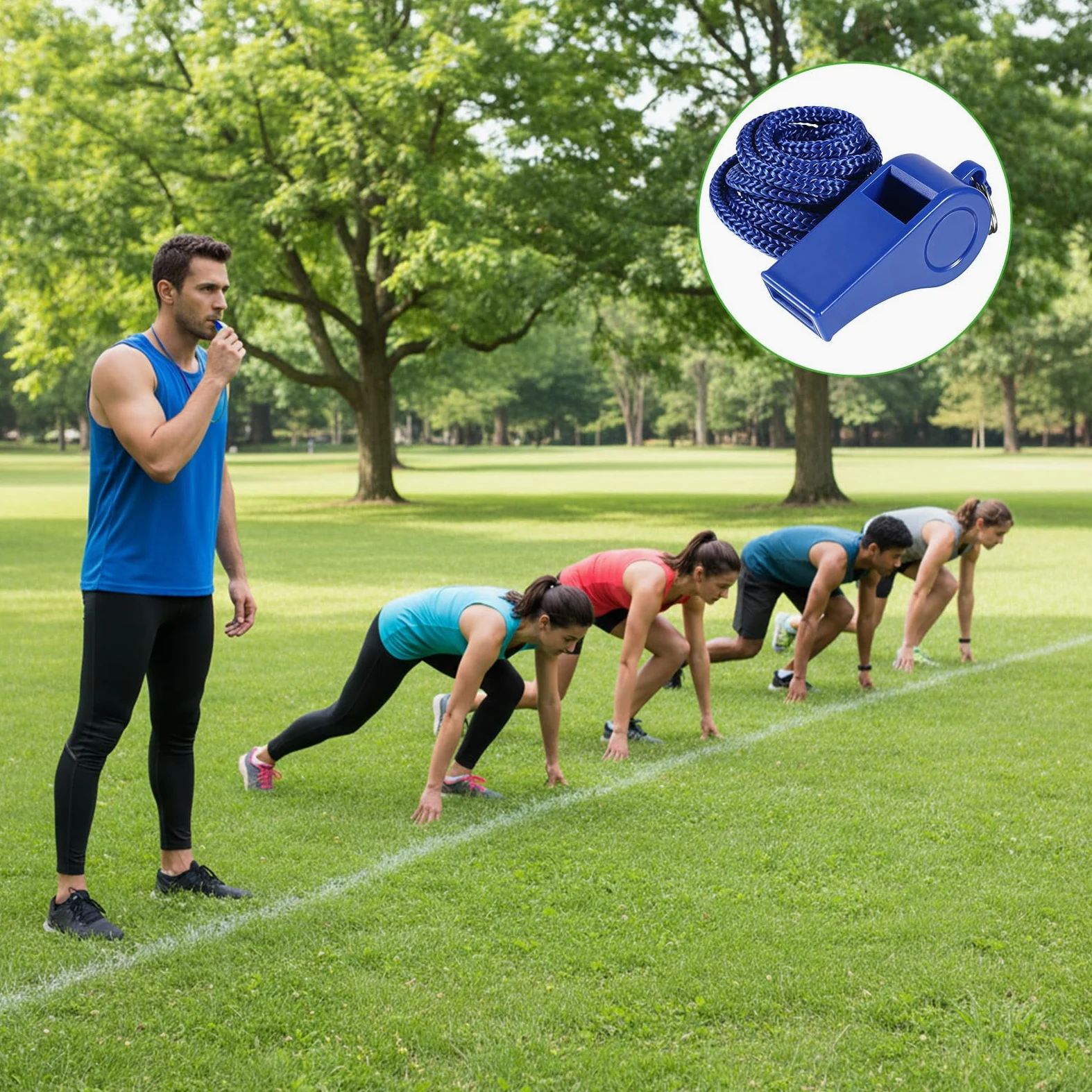 2 paquetes de silbato azul, silbato para entrenadores con cordón, silbatos de plástico para profesores, silbato de sonido fuerte y nítido, silbato de emergencia para adultos, oficiales de