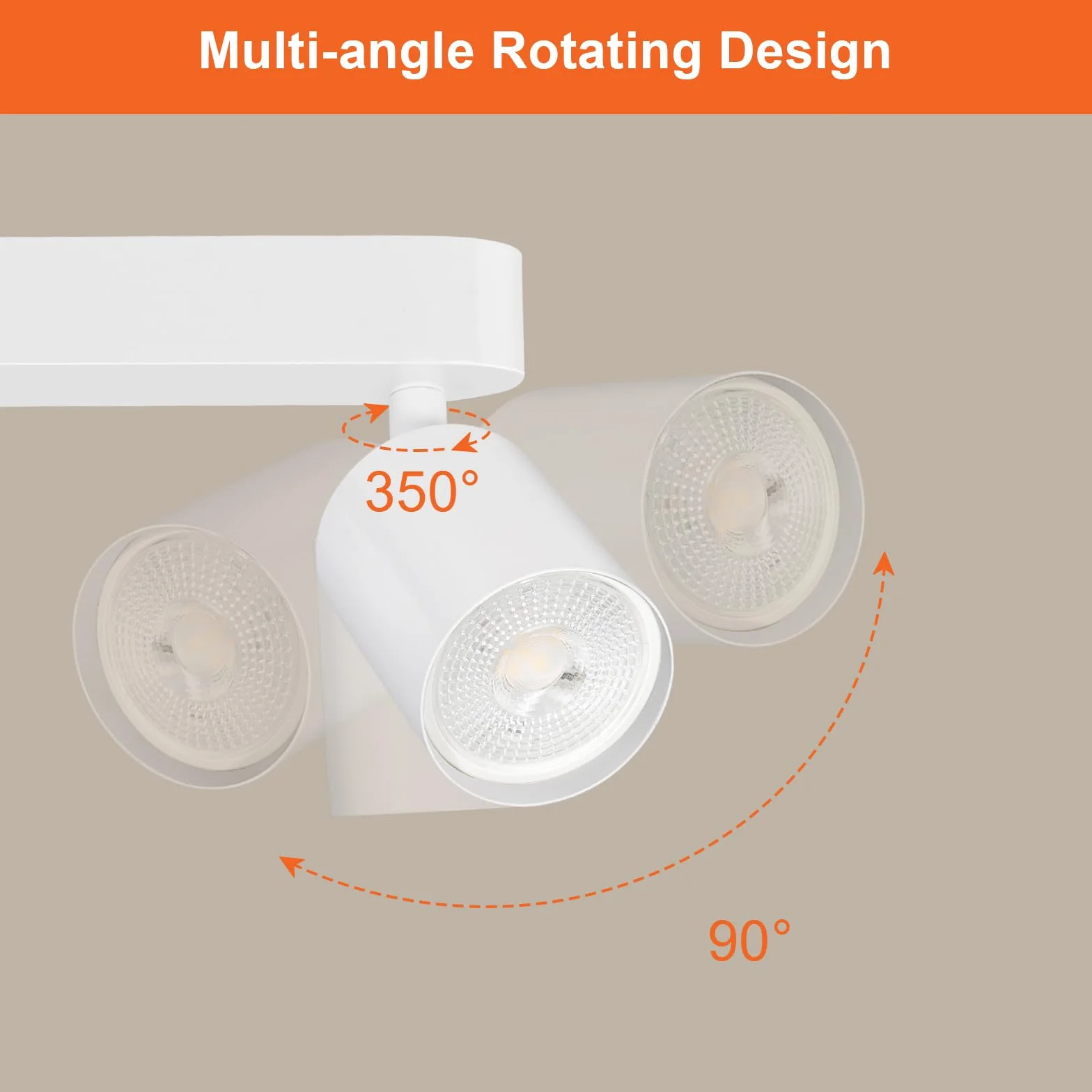 Ketom GU10 Lámpara de Techo 3 Focos Ajustables Giratorios Blanco Orientable Moderna Cocina Salón Dormitorio Sin Bombilla