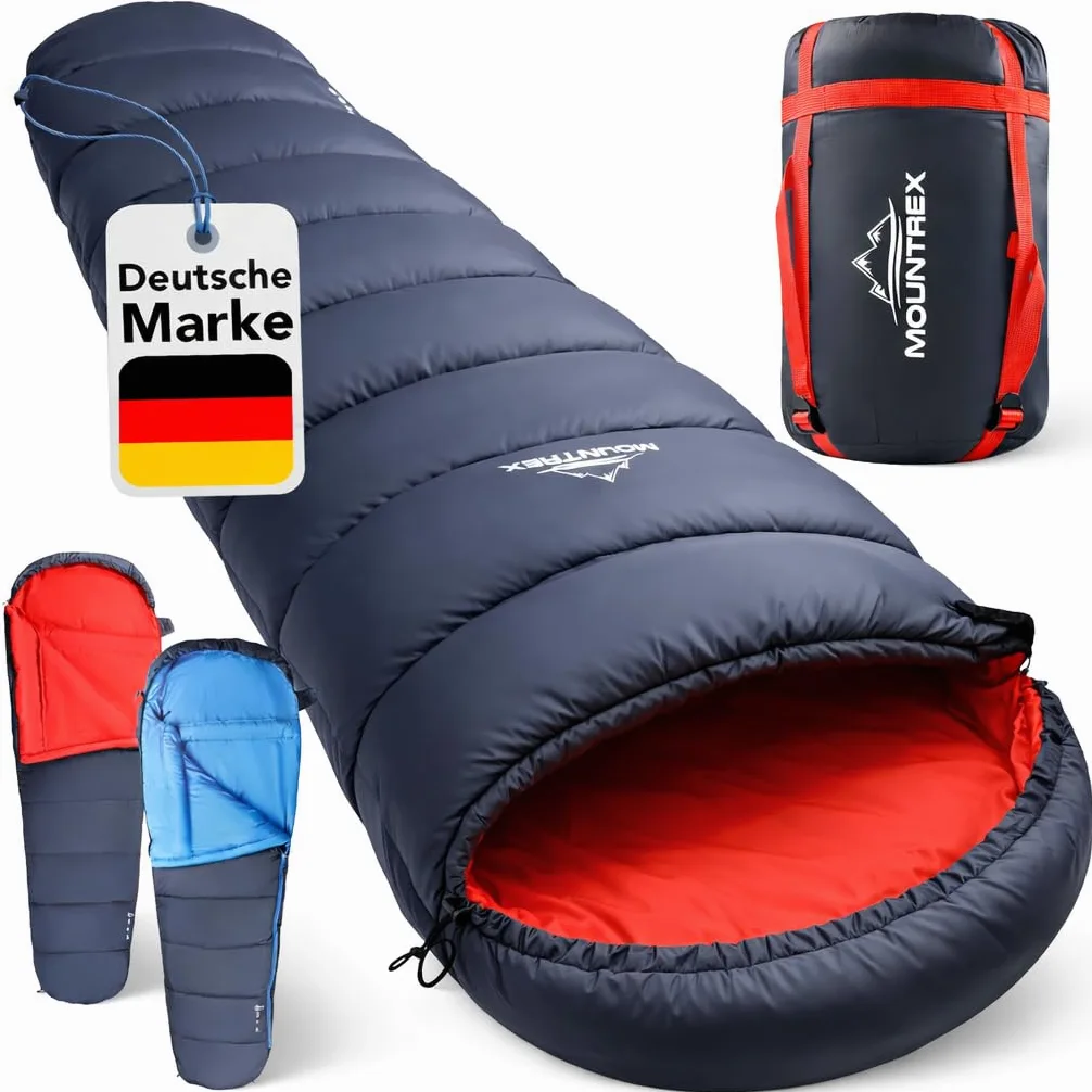 MOUNTREX® Saco de dormir – Tamaño pequeño y ultraligero (760 g/1500 g) – Saco de dormir de verano para exteriores (100 g/m²) / 3-4 estaciones (300 g/m²) – Saco de dormir momia – camping, viaje,