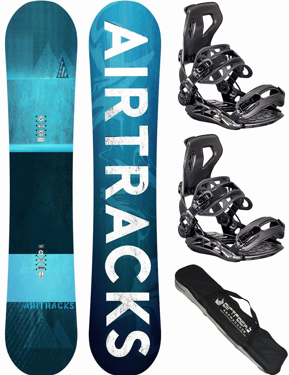 AIRTRACKS Snowboard Set Tabla Past&Future Wide Hybrid Rocker Hombre+Fijaciones Master+SB Bolsa Nuevo 150 155 160 164 cm