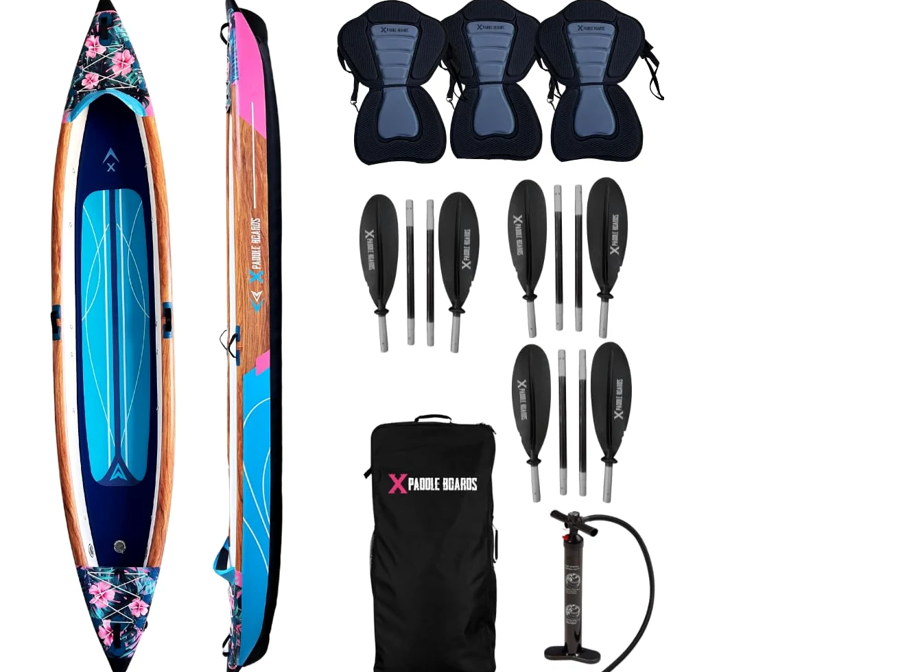 Canoa Kayak Inflable 3 Plazas Dropstitch 490 x 85 x 42 cm K-Hawaii