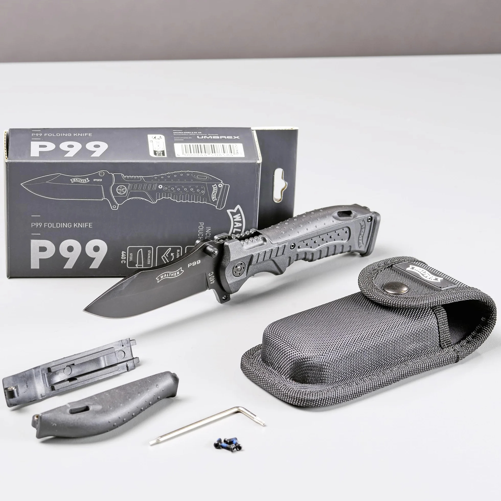 Walther Unisex - Cuchillo cuchillo plegable P99, negro