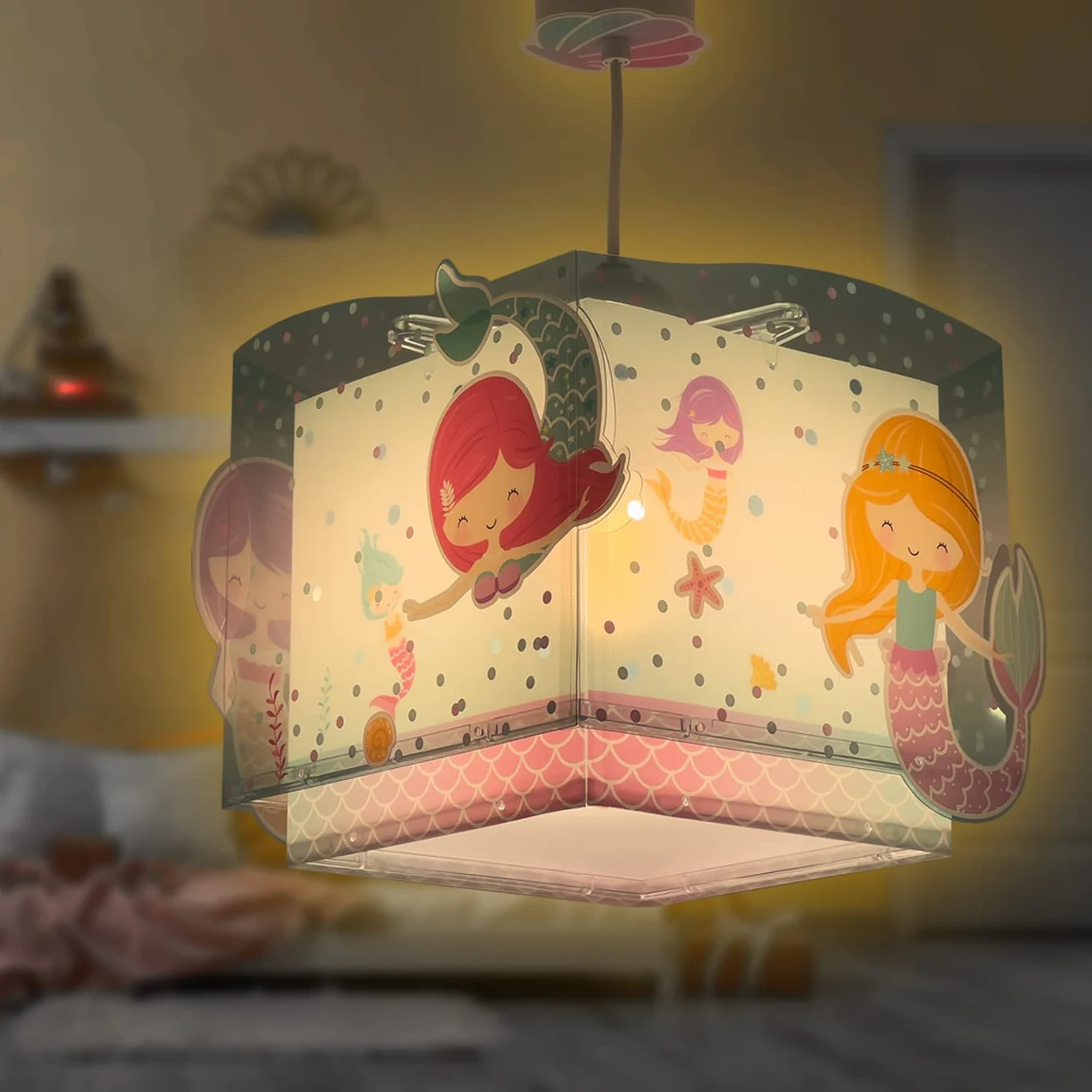 Dalber Lámpara de Techo Colgante Infantil Sirenas Mermaids Turquesa