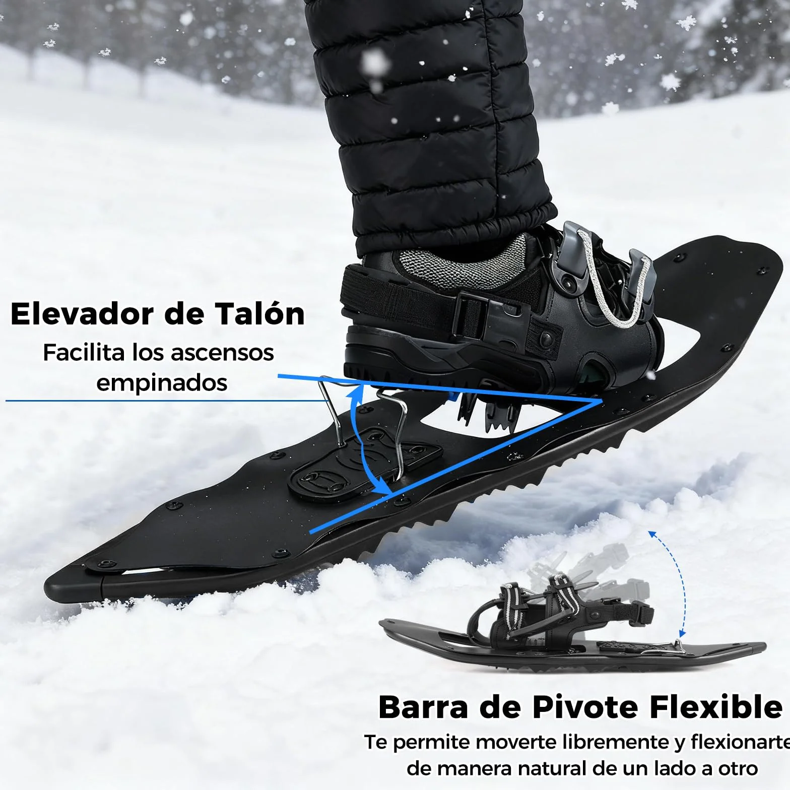 COSTWAY Juego de Raquetas de Nieve Aluminio Bastones Senderismo Fijación Ajustable Acolchado EVA Bolsa Transporte