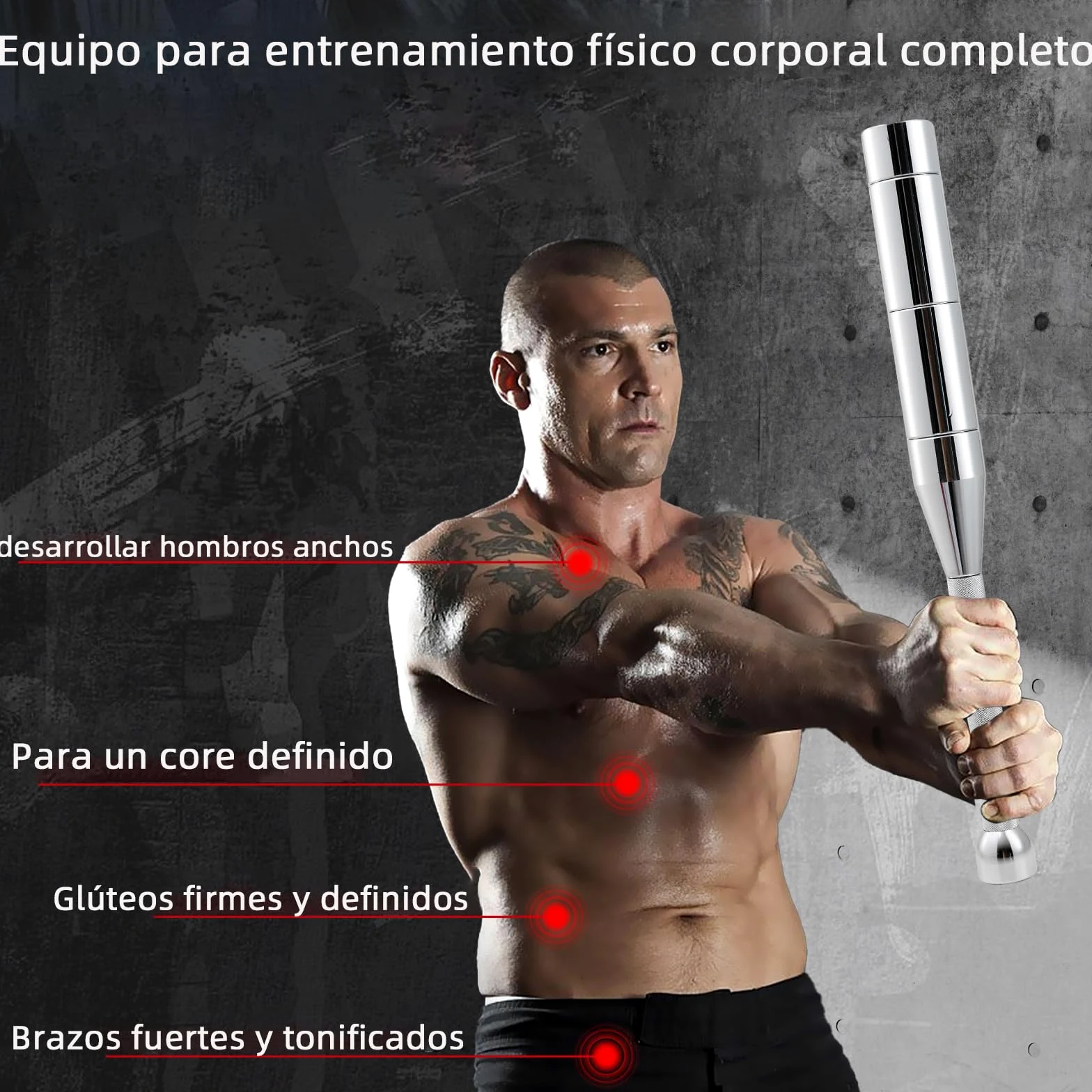 Mace Bell ajustable 6 en 1 – Club indio de acero para cuerpo completo, hombros, antebrazos, fitness, artes marciales mixtas, rehabilitación, con reforzador, probador de puntas y pesos ajustables (3