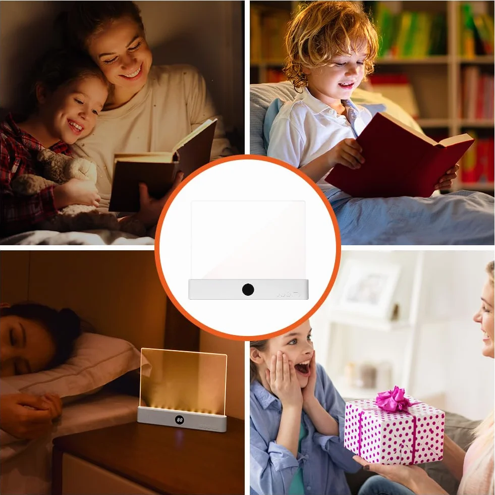 Luz Plana para Libros LED Recargable, 3 Colores Protección Ocular Ajustable, Blanco