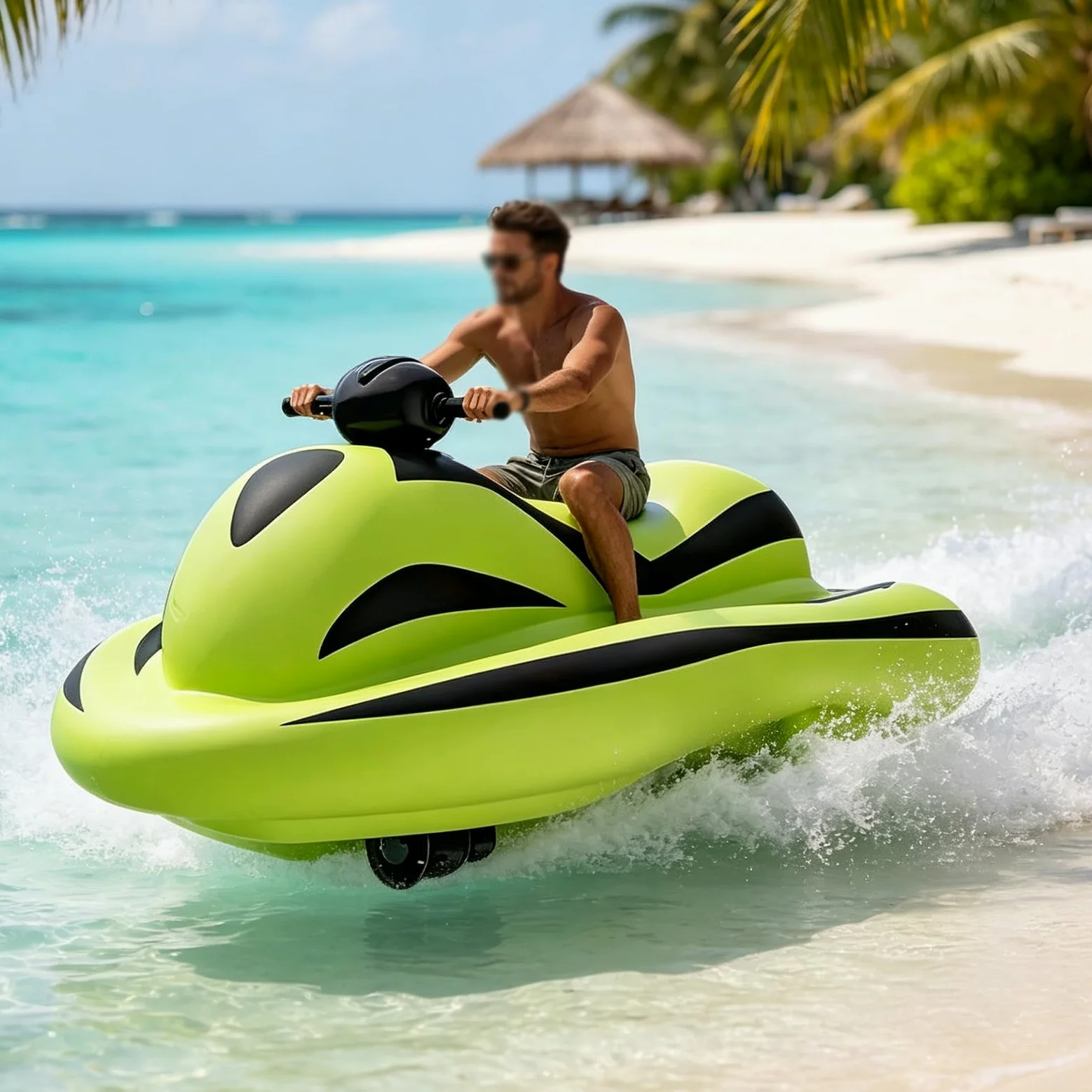 Moto AcuáTica Inflable De Verano con Scooter Submarino (Motor De 250w), Capacidad de Carga 100 kg, 60 min de Uso, 6-8 km/h, para Snorkel Buceo Natación Green
