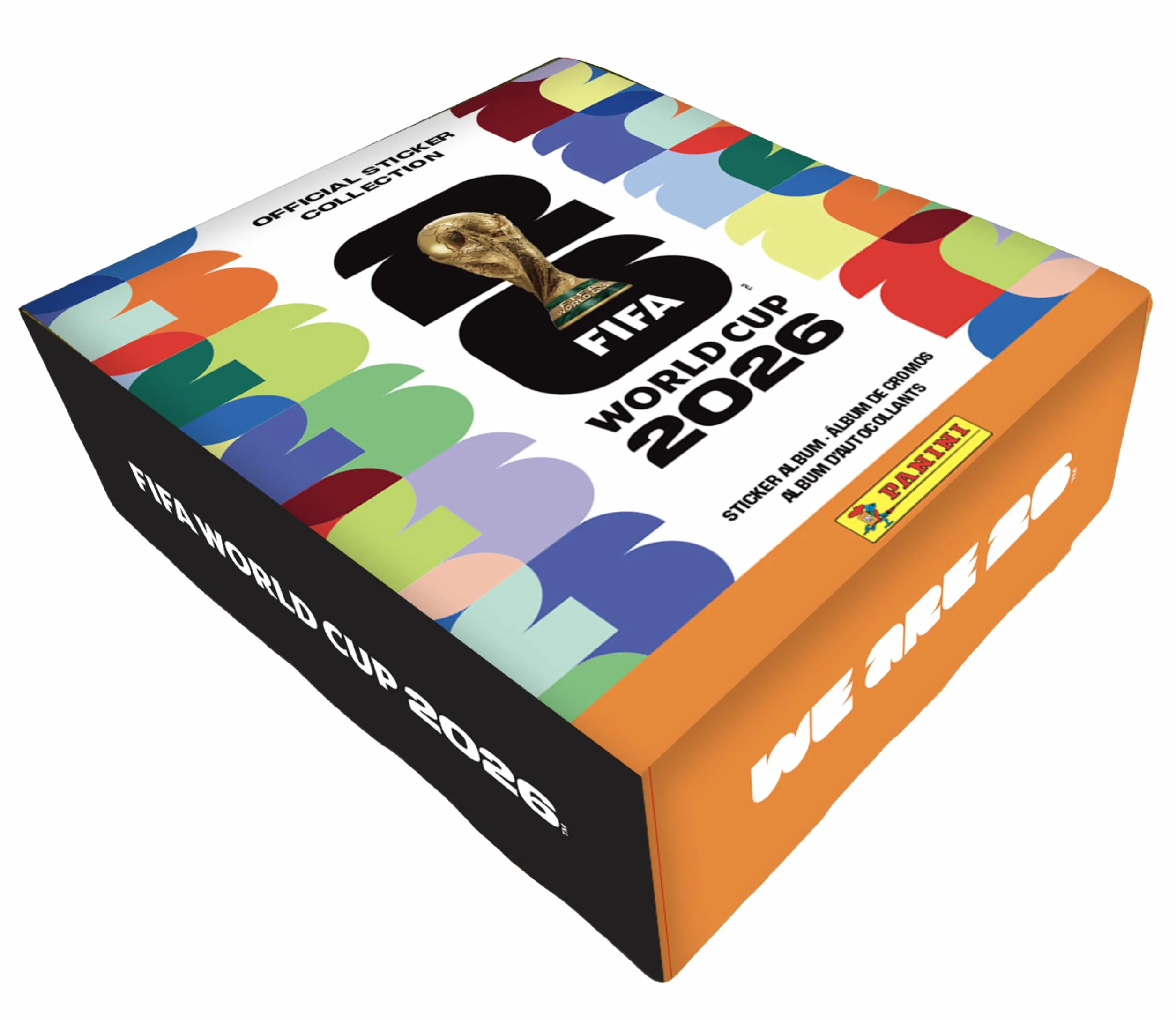 Colección de calcomanías de la Copa Mundial de la FIFA 2026, Paquete Exclusivo de coleccionistas de Amazon, álbum de Tapa Dura + Lata con 50 Paquetes de calcomanías