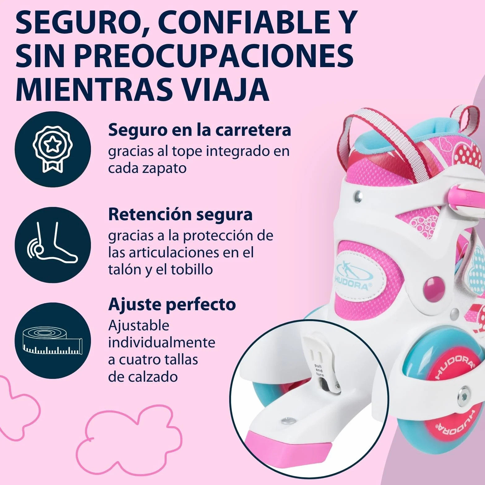 HUDORA Roller Skates My First Quad Patines para niños Ajustables hasta 20 kg Ruedas Grandes