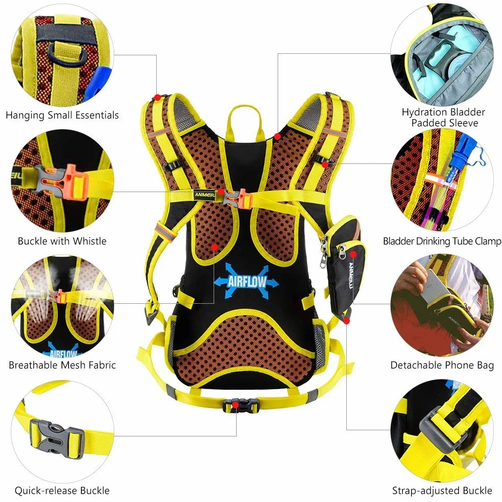 Lixxada Mochila de Ciclismo Impermeable 18L Unisexo Respirable Ultraligero con Cubierta de Lluvia Mochila de Hombro para Ciclismo Montañismo Viajes