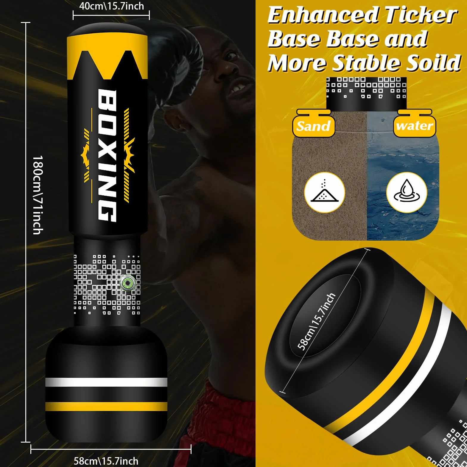 Saco de Boxeo Adulto 2 en 1 180 cm Auto inflable con Guantes y Bomba