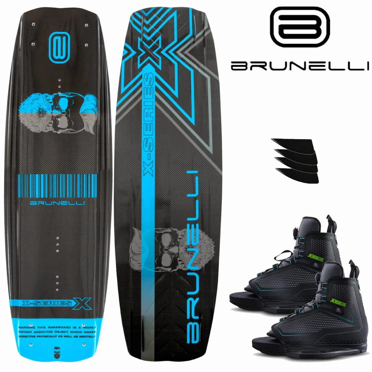 BRUNELLI Juego de wakeboard de carbono 138 cm con fijaciones Jobe Maze