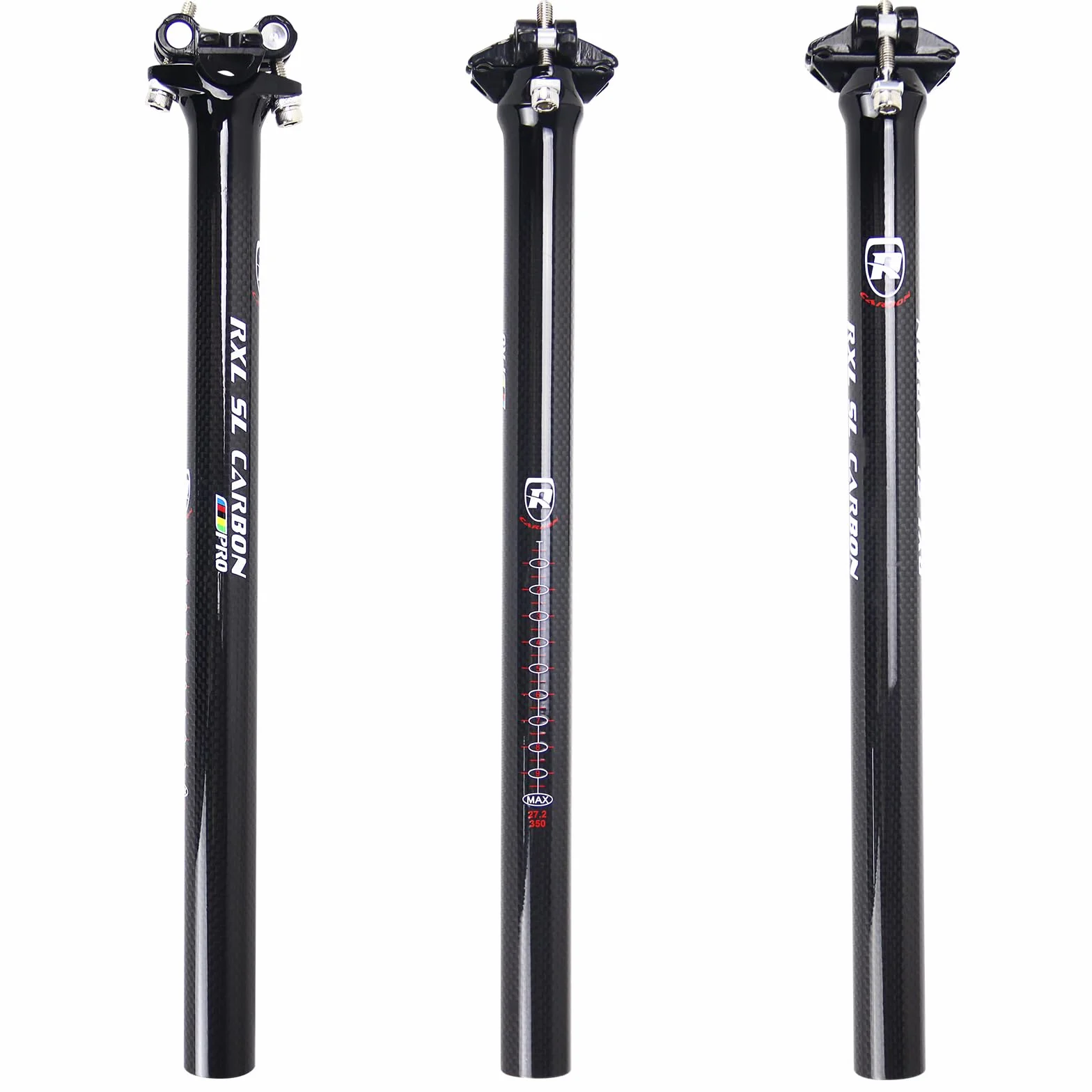 RXL SL Tijas Tubo de Asiento Tija de sillín de Fibra de Carbono Bicicleta de Carretera MTB Bike Part Puesto de Asiento (30.8 * 350mm)