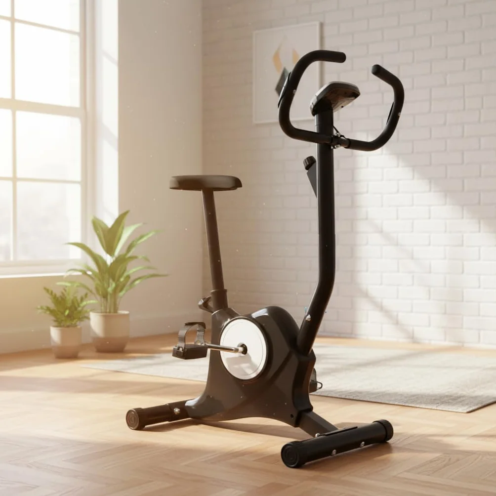 Bicicleta estática de cámara para adelgazar y tonificar glúteos y piernas, resistencia ajustable sensores cardiovasculares pantalla LCD sillín ajustable entrenamiento fitness