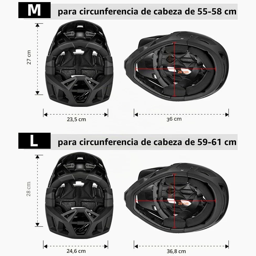 Lixada Casco Integral de Bicicleta de montaña para Adultos Racing Downhill MTB Casco para Hombres/Mujeres Casco de Bicicleta de montaña para Adultos de la Cabeza de 59-61 cm Casco de Bicicleta