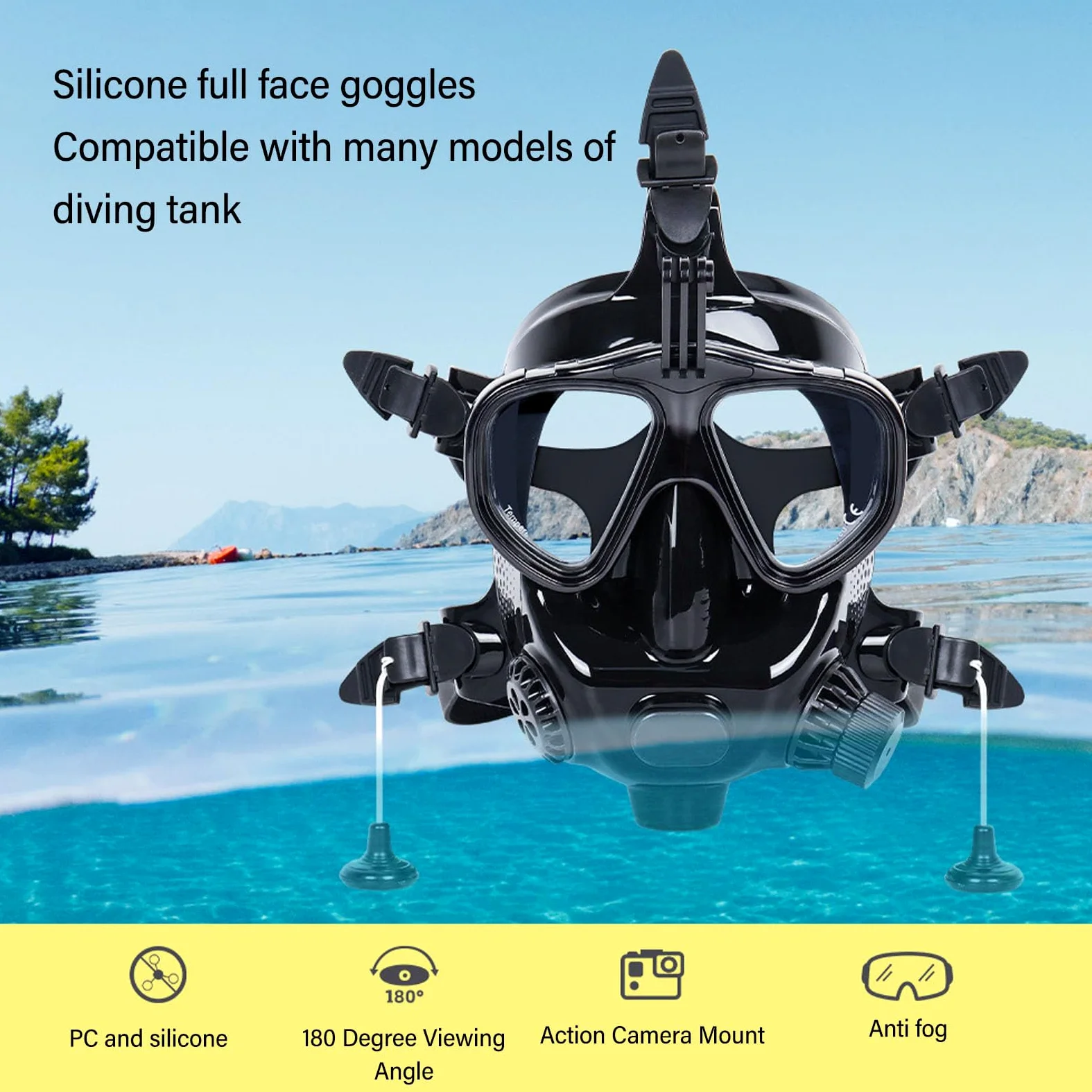 Jectse Equipo de Buceo con Tanque de Buceo, Mini Tanque de Buceo de 1 L con Máscara de Buceo de Cara Completa, Cilindro de Oxígeno de Buceo Pequeño de Buceo Portátil con Soporte para