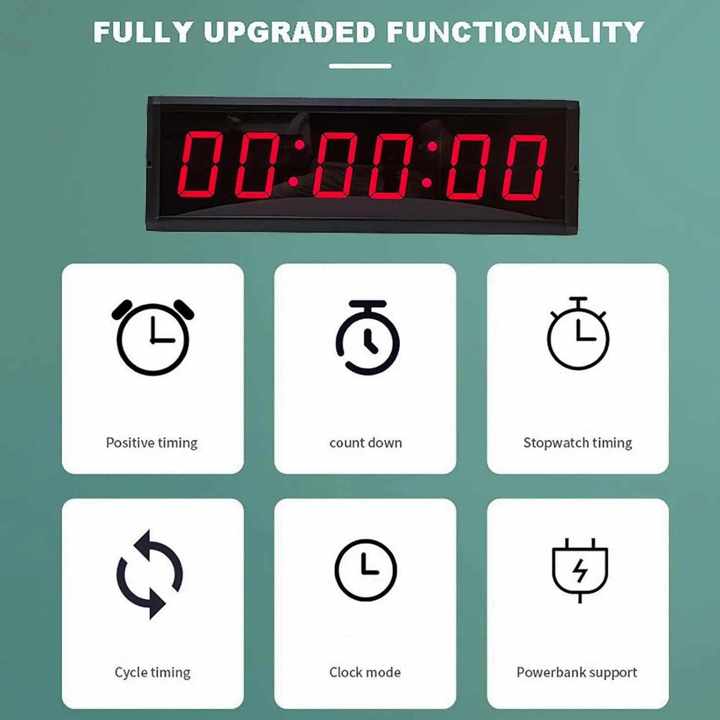 Temporizador digital de competición con cronómetro y pantalla LED para entrenamiento de fitness, entrenamientos de gimnasio y carreras de velocidad