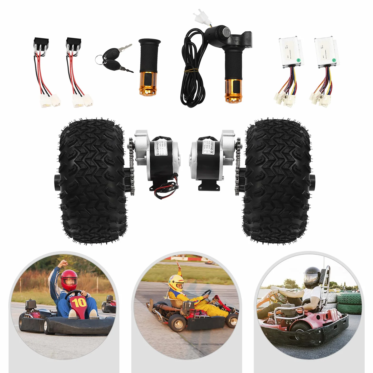 Kit de conversión de rueda neumática 250 W para scooter eléctrico, engranaje motor, 25 km/h, IP33, carga 150 kg