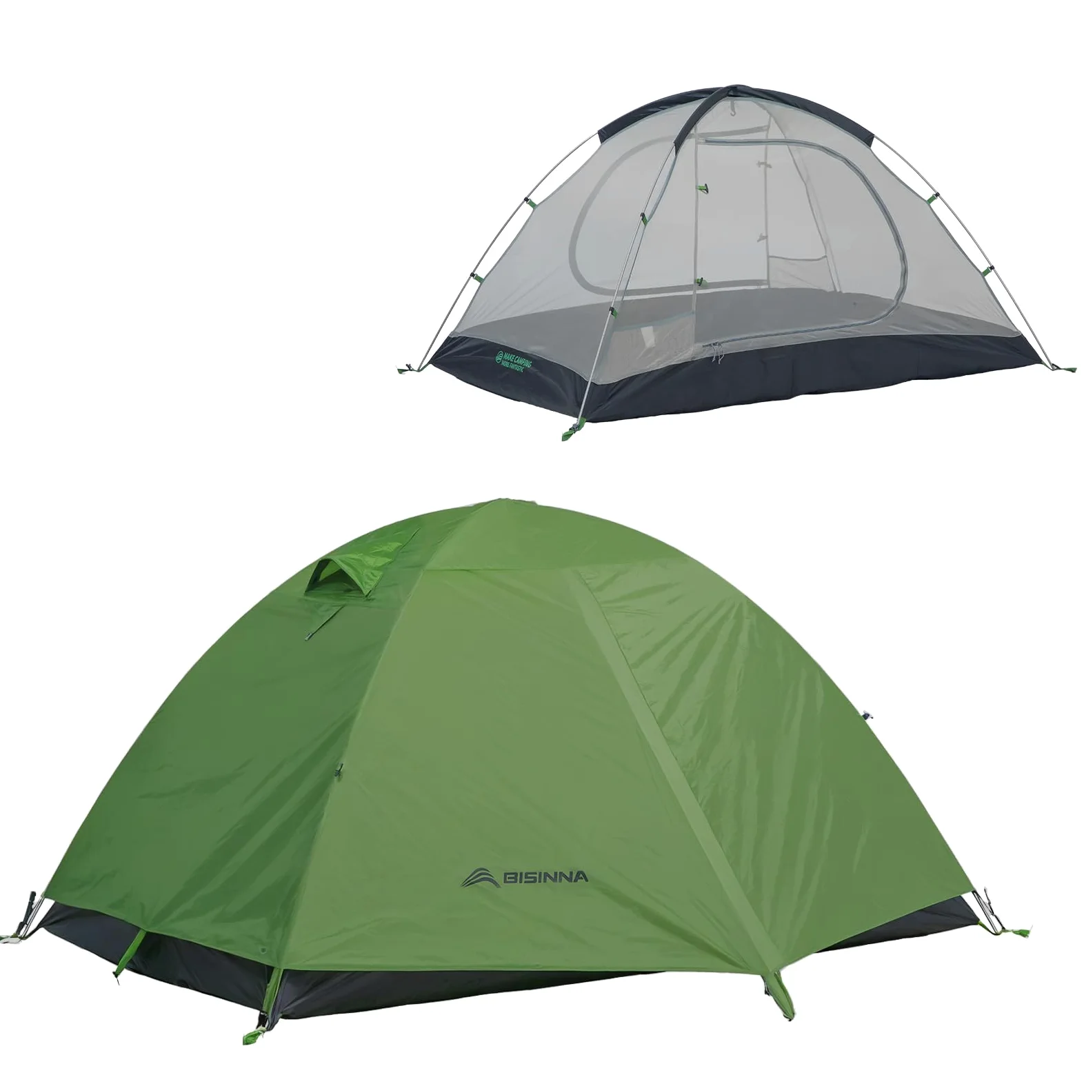 BISINNA Tienda de Campaña Cúpula 2 Personas 3-4 Estaciones | Impermeable y Resistente al Viento | Ultraligera y Compacta para Camping, Senderismo, Festivales
