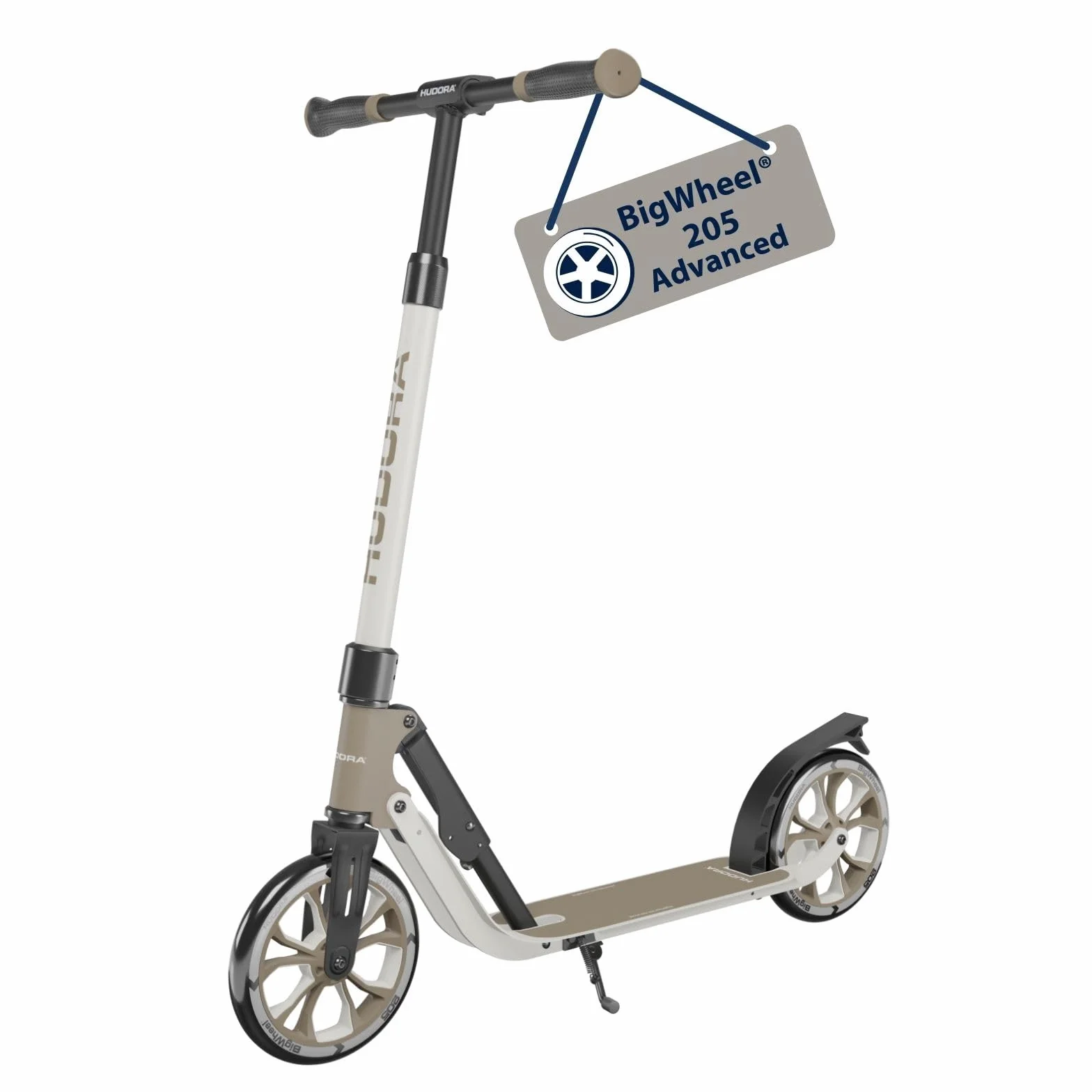 HUDORA BigWheel 205 Advanced Scooter - Patinete de Aluminio cómodo para hasta 100 kg - Patinete Plegable y Ajustable en Altura - Scooter para niños/Adolescentes y Adultos