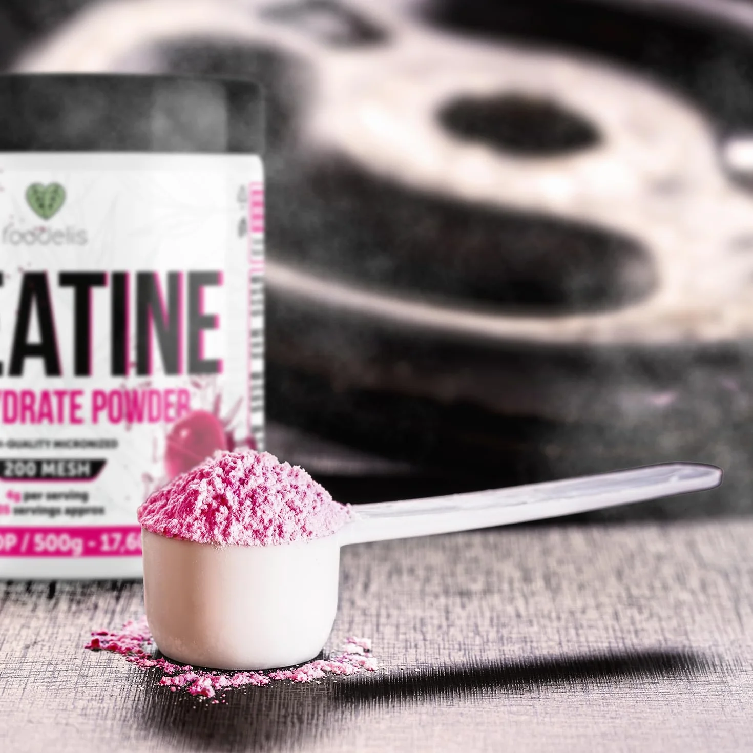 Foodelis Creatina Monohidratada en Polvo 500 g – Sabor Lollipop – Creatina Micronizada – Alta Pureza – Vegana