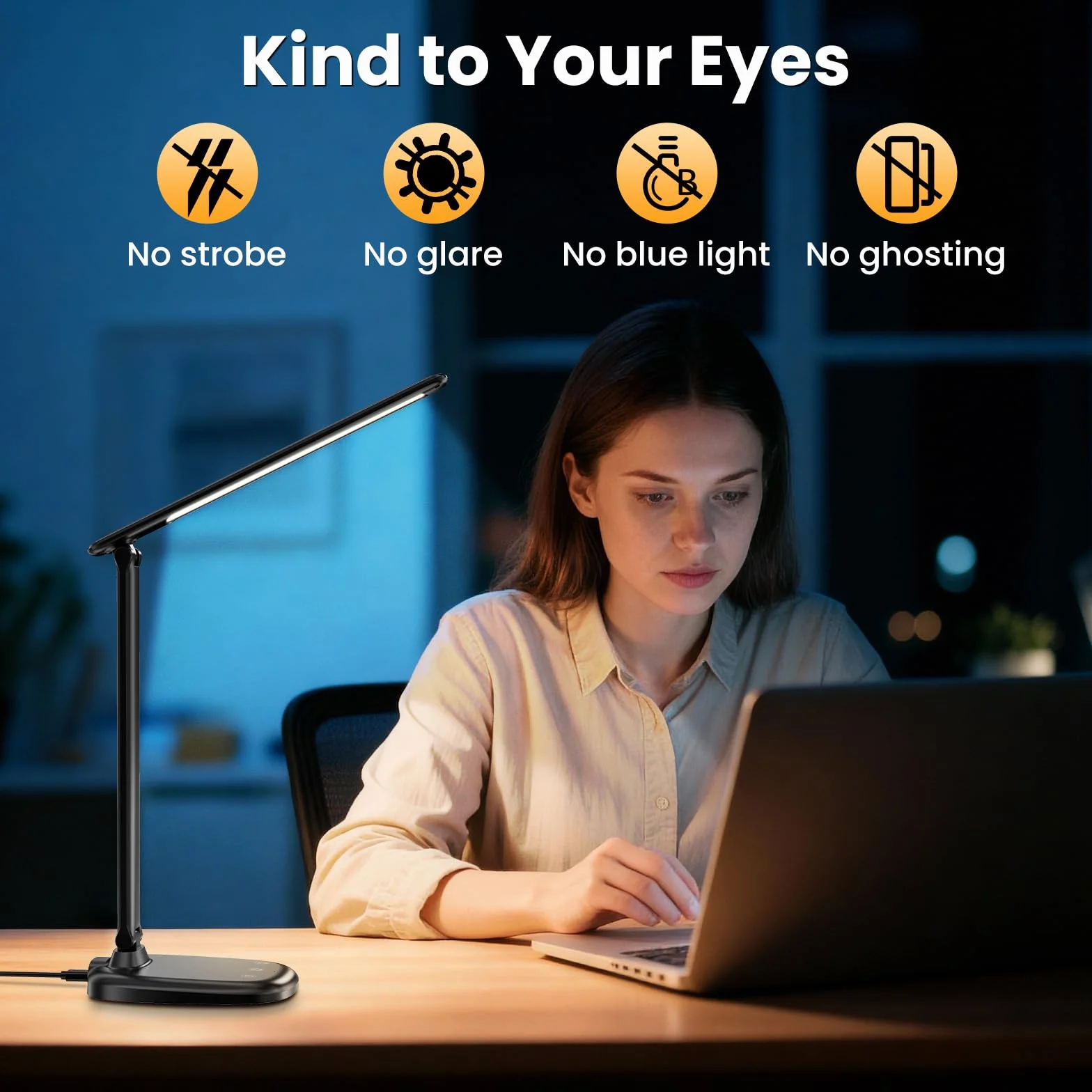 Lámpara de Escritorio LED, 5 Modos, Batería 4000mAh, Puerto USB, Control Táctil, Temporizador