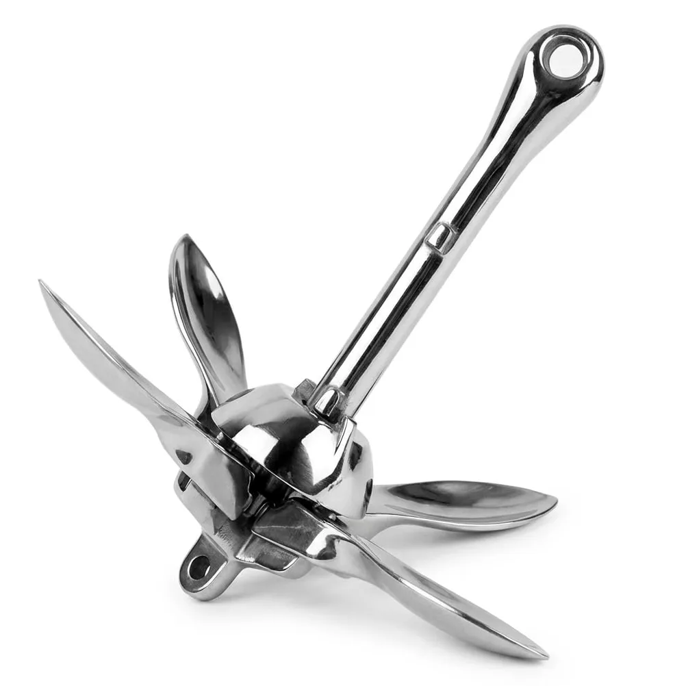 Ancla Grapnel Plegable - Ancla para Barco de Acero Inoxidable con Pulido Espejo, Anticorrosión para Yates/Veleros/Embarcaciones de Pesca