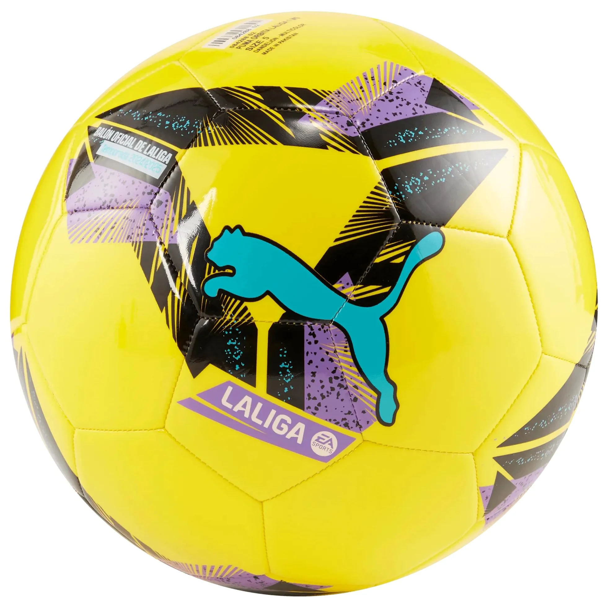 PUMA ORBITA LALIGA 1 - Balón de fútbol unisex cosido a máquina, color amarillo pelé-multicolor AH24, 5
