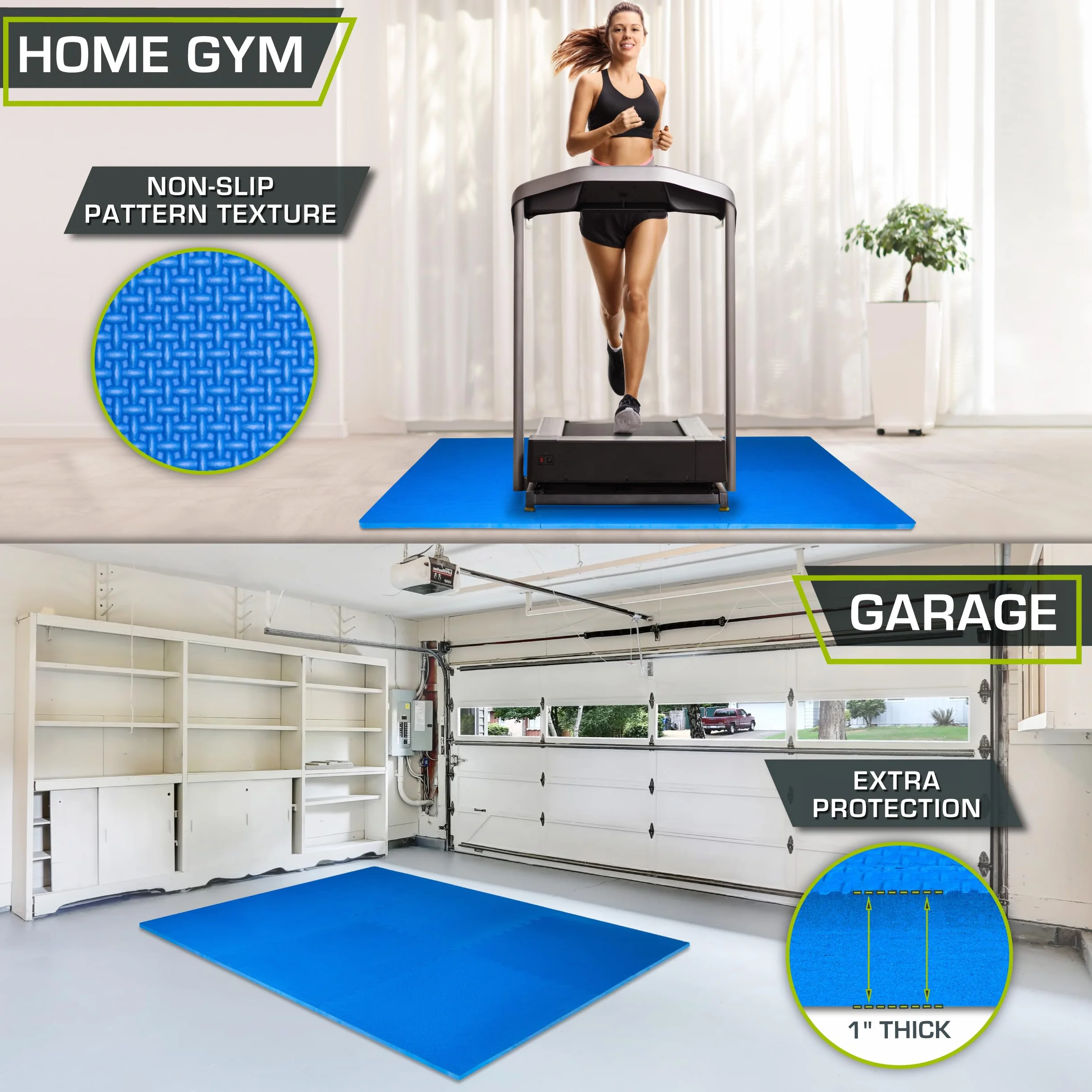 ProsourceFit Extra Thick Puzzle Exercise Mat 3/4” and 1", EVA Foam Interlocking Tiles for Protective, Cushioned Workout Flooring for Home and Gym Equipment
