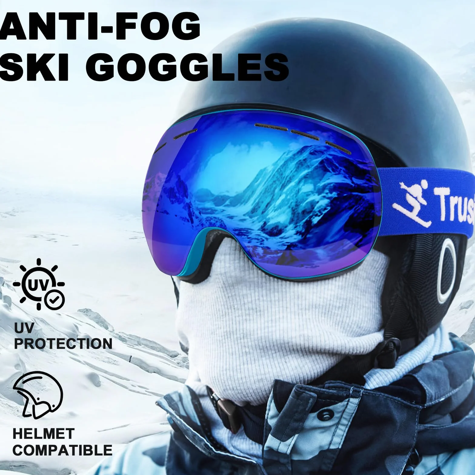 Gafas de Esquí Trusiel OTG Ajustable Anti-Niebla Protección UV Hombre Mujer Casco Snowboard