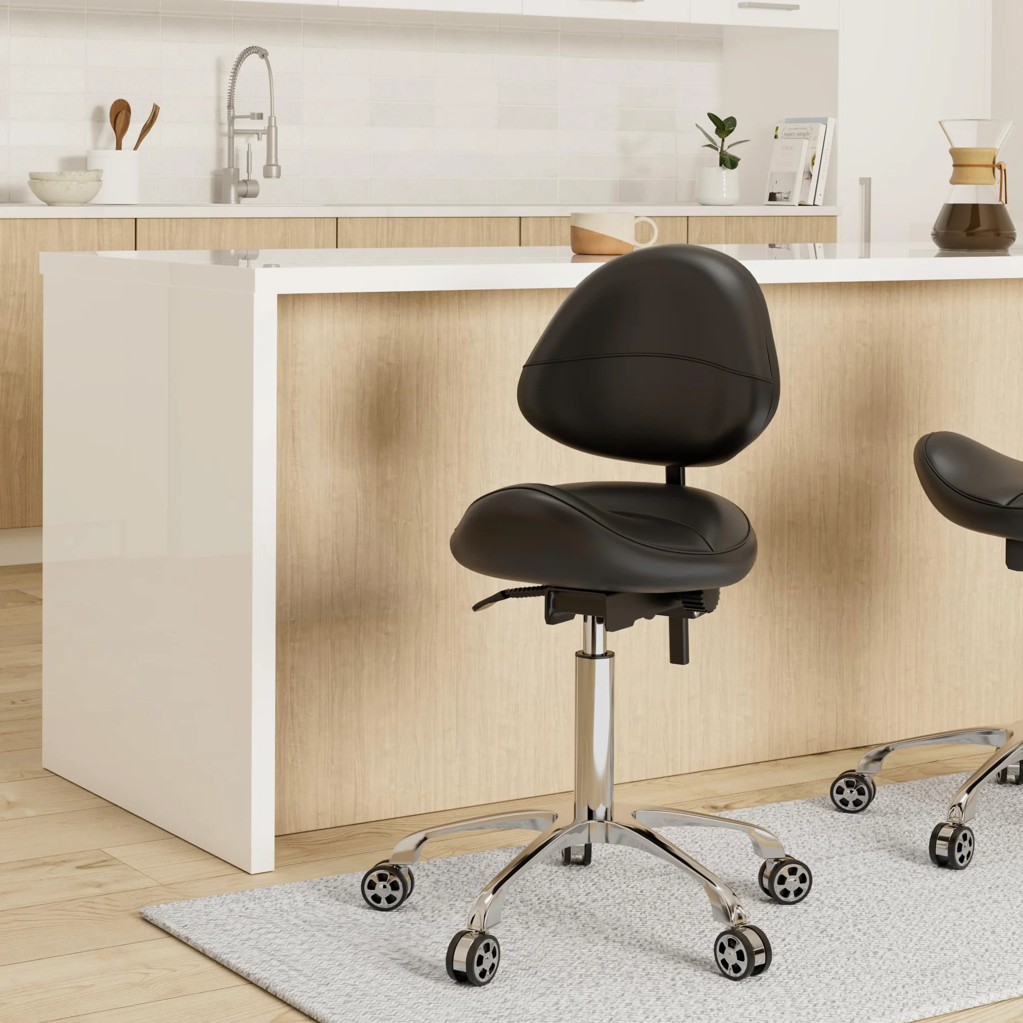 Silla giratoria hidráulica ajustable con soporte trasero 350 libras para salón spa masaje hogar oficina negro
