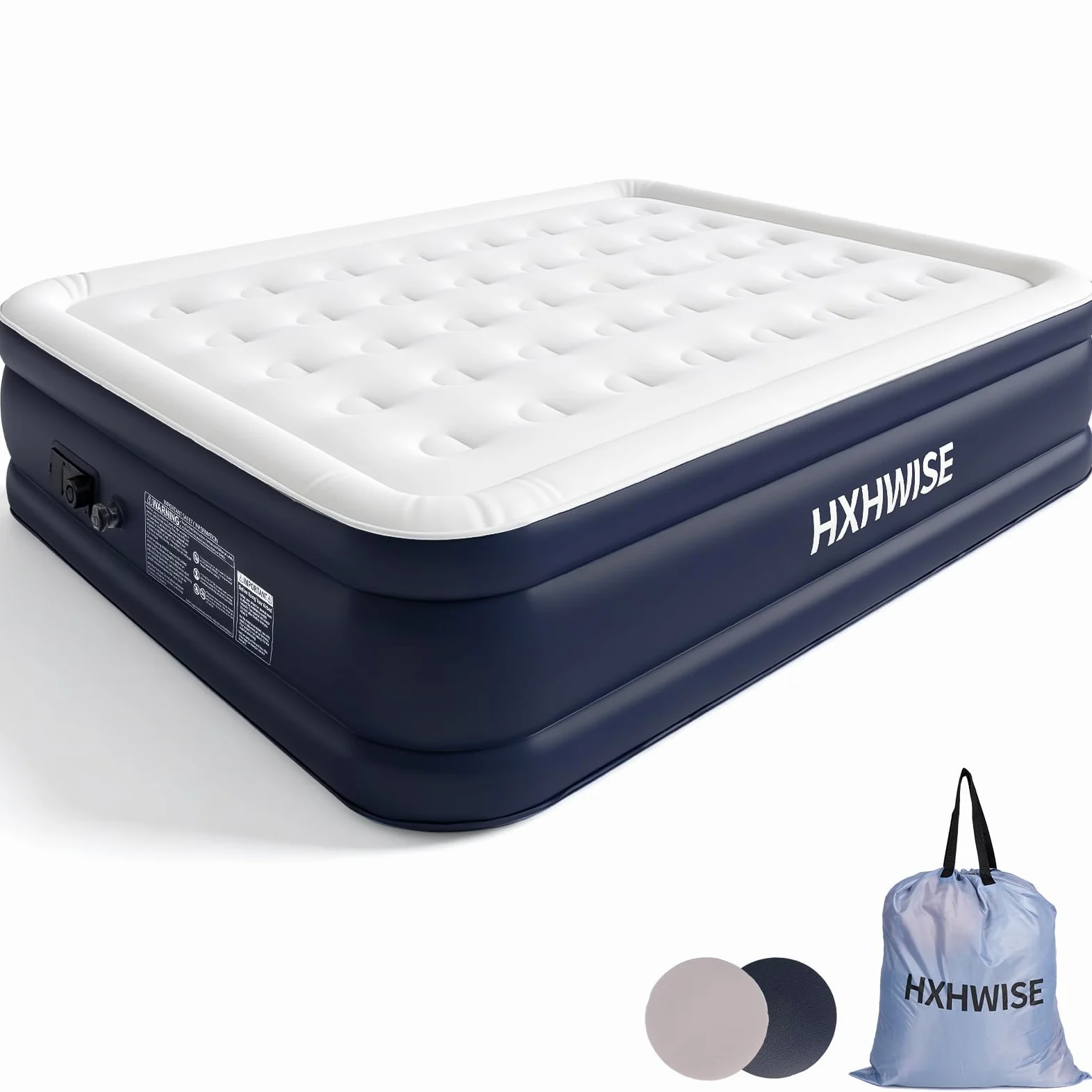 Colchón de aire individual con bomba integrada, 18 pulgadas de alto y capacidad de hasta 800 libras, inflado rápido en 3 minutos, colchón inflable duradero con bolsa de almacenamiento, cama inflable