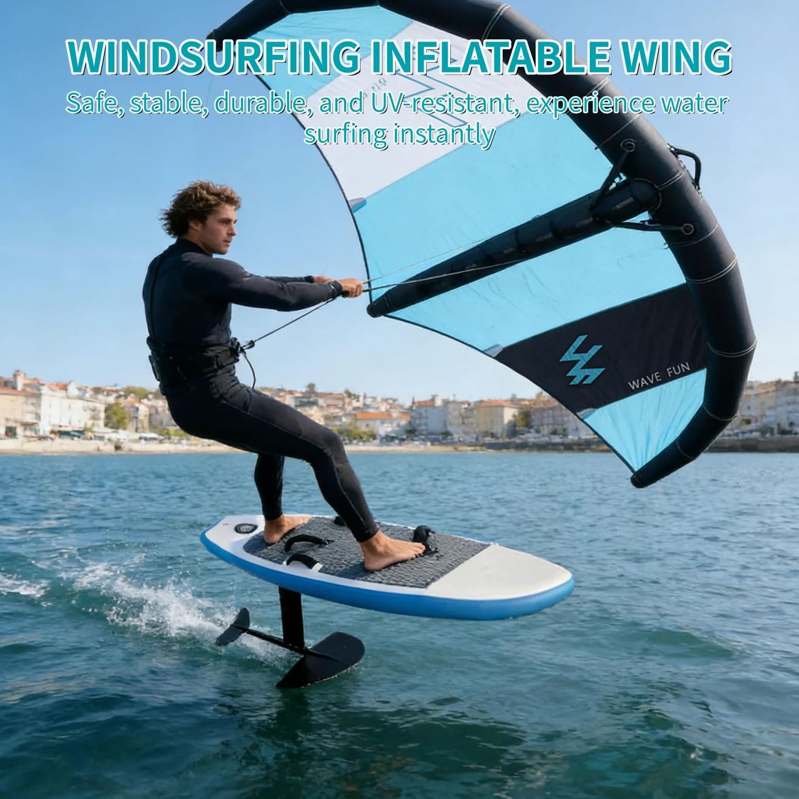 Combinación de Tabla hidroala Inflable y Wing Foil - 358x208 cm Wind Wingfoil, Kit Completo Listo para Usar para Deportes acuáticos, Kitesurf, Surf