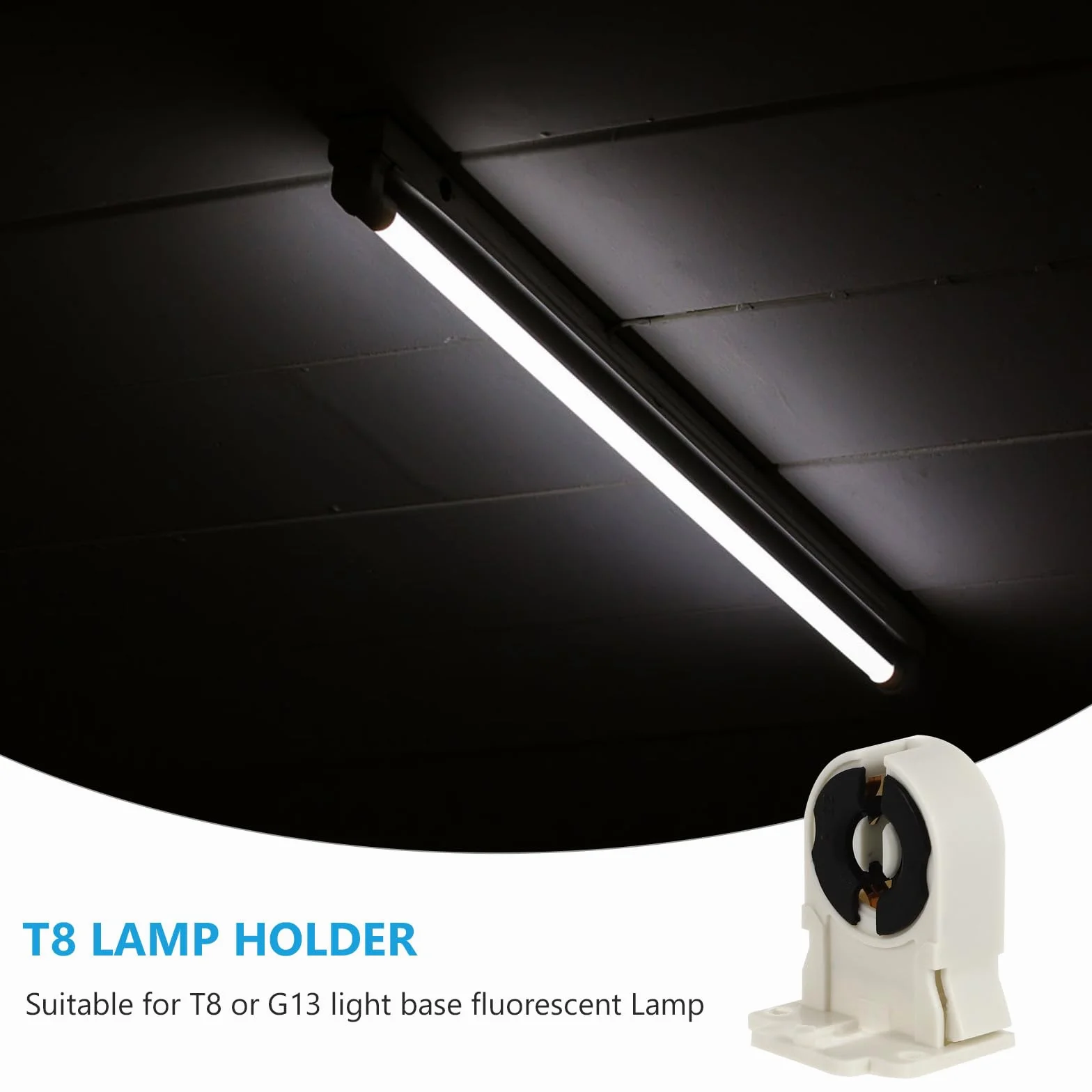 Homoyoyo Soportes para Lámparas Fluorescentes T8, Clips para Tubos Fluorescentes, Portalámparas Blanco, No Puente