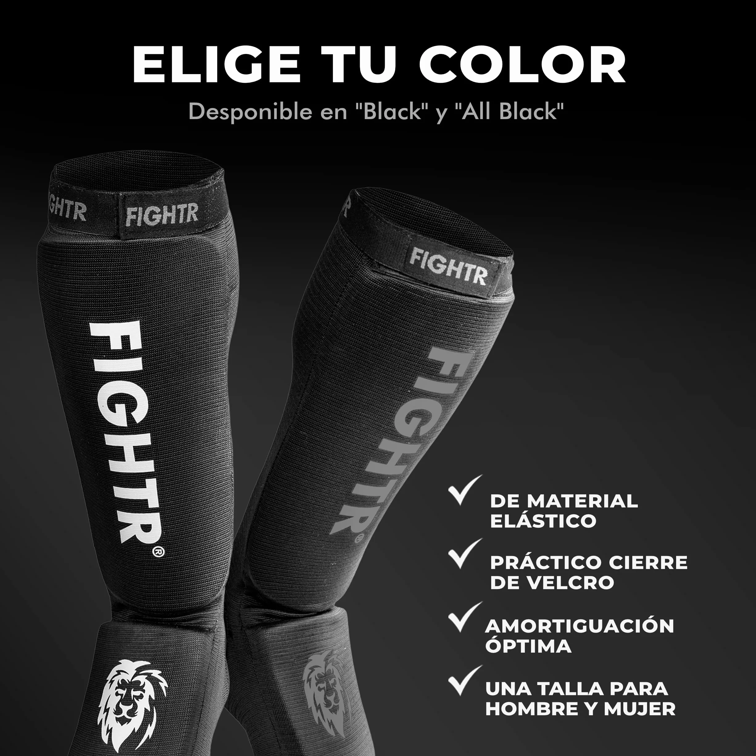 FIGHTR® Espinilleras - con Ajuste Acolchado Ideal | Espinilleras para Patadas en Kickboxing, MMA, Muay Thai y Otras Artes Marciales