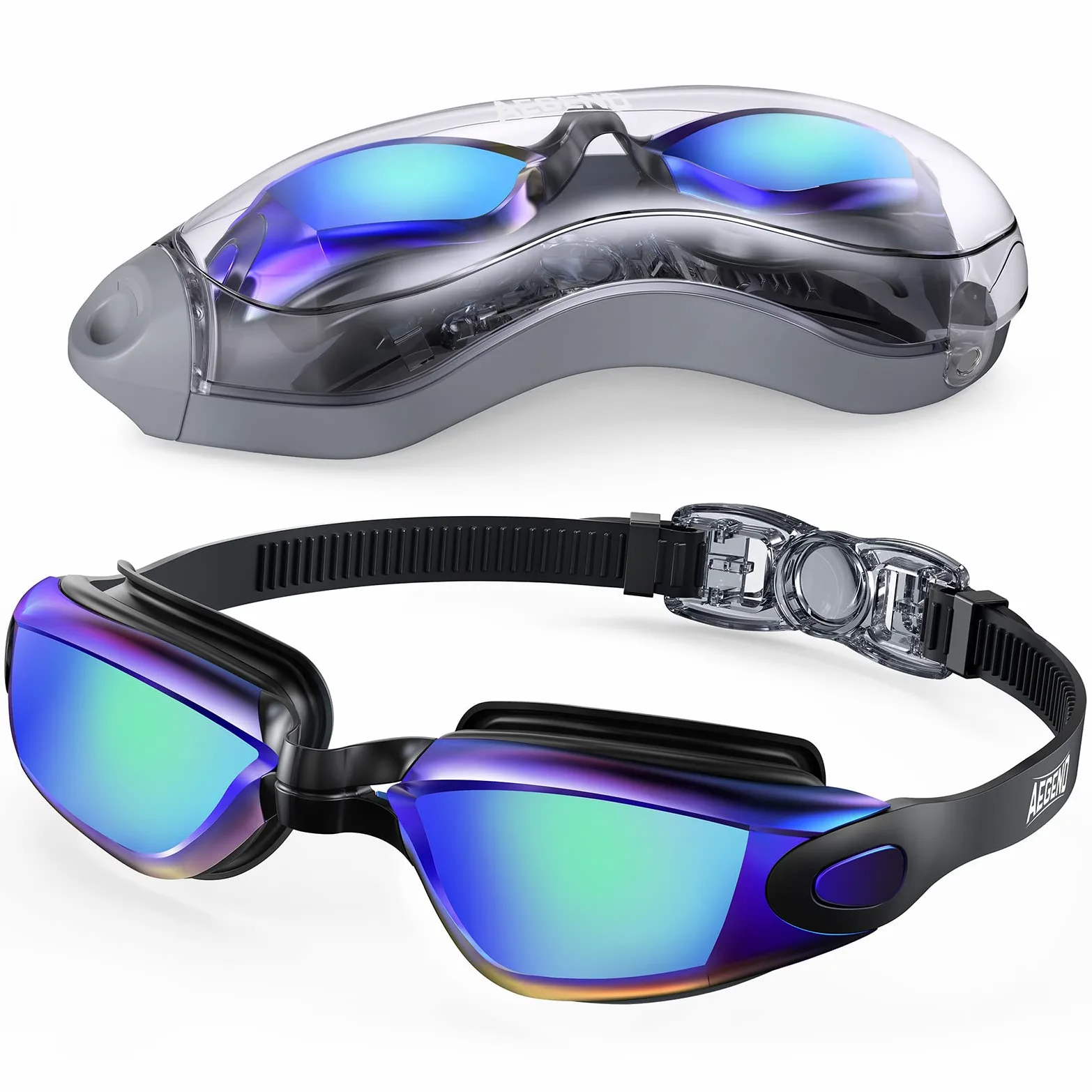 Aegend Gafas de natación sin fugas, protección completa para adultos, hombres, mujeres, jóvenes