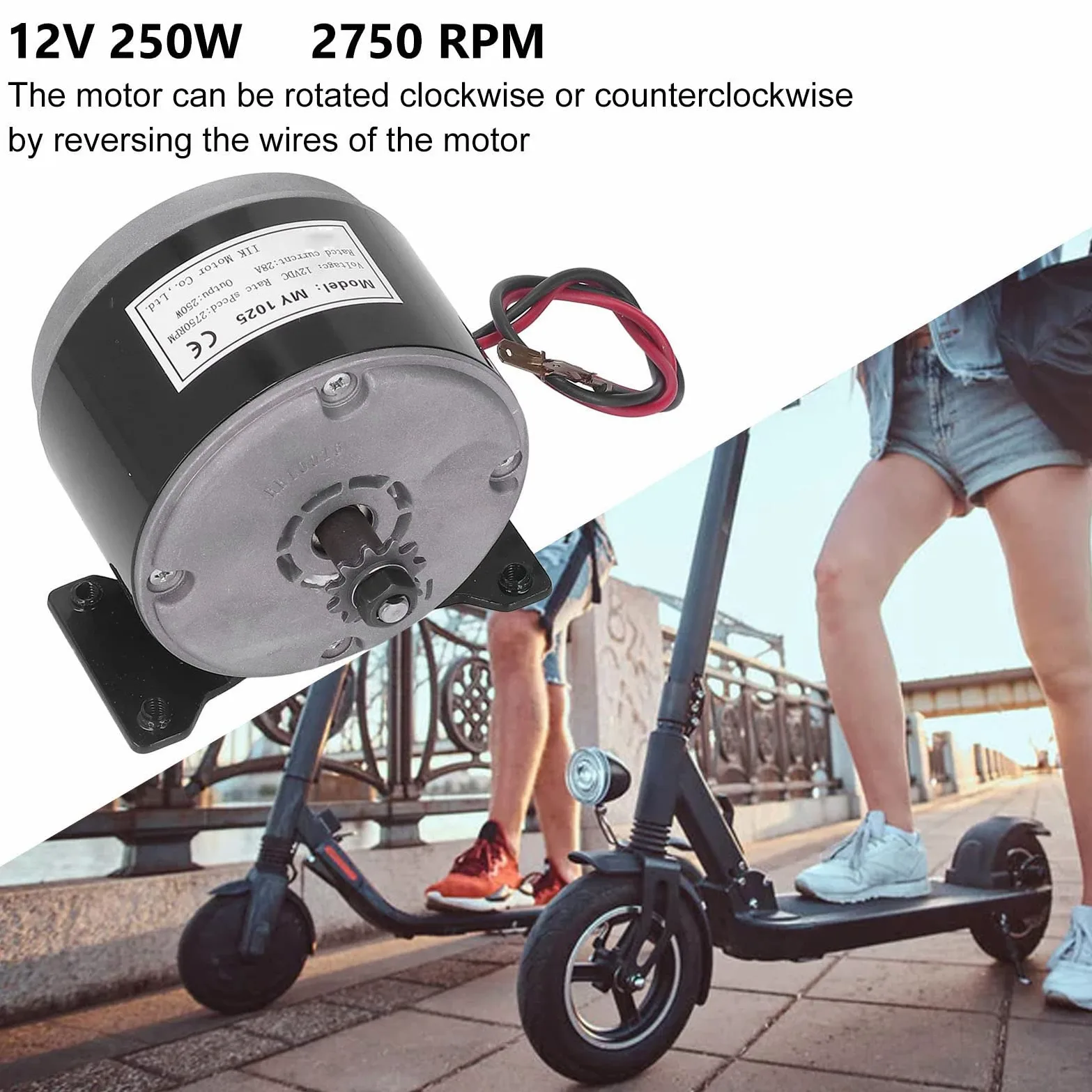 Motor Eléctrico, Alta Velocidad y Alta Eficiencia Motor CC 12V 250W Aluminio para Scooters Urbanos, Recreación y Desplazamientos Diarios