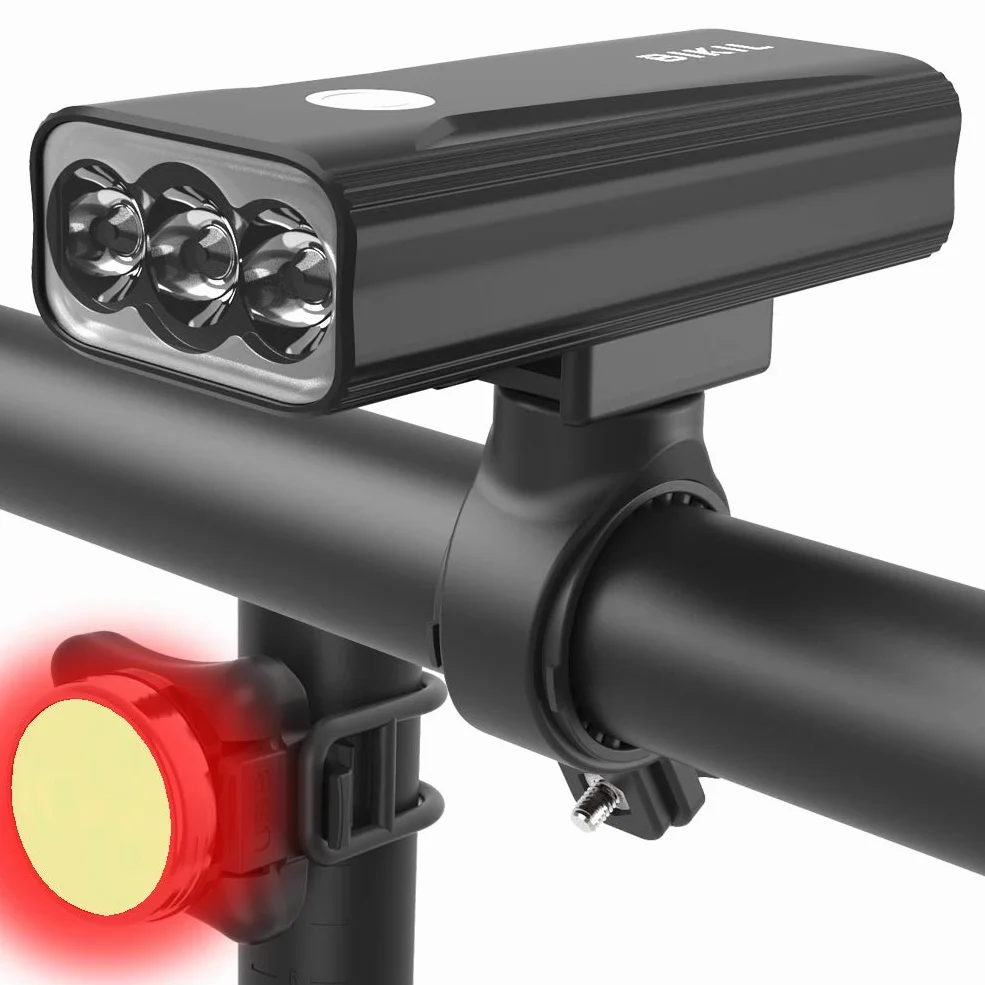BIKIL luz Bicicleta 6400mAh luz Delantera Bicicleta Recargable USB C Luces Bicicleta Delantera y Trasera LED Impermeable Linterna Potente 2400 Lúmenes para Ciclismo Carretera y Montaña para la Noche