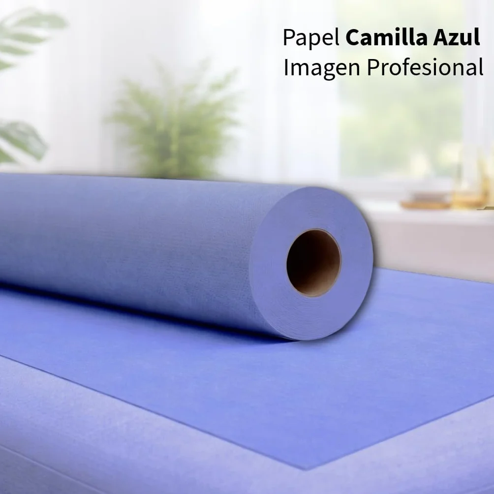 Papel Camilla Ecológico Azul 60 cm x 70 m 1 Rollo Sin Precorte