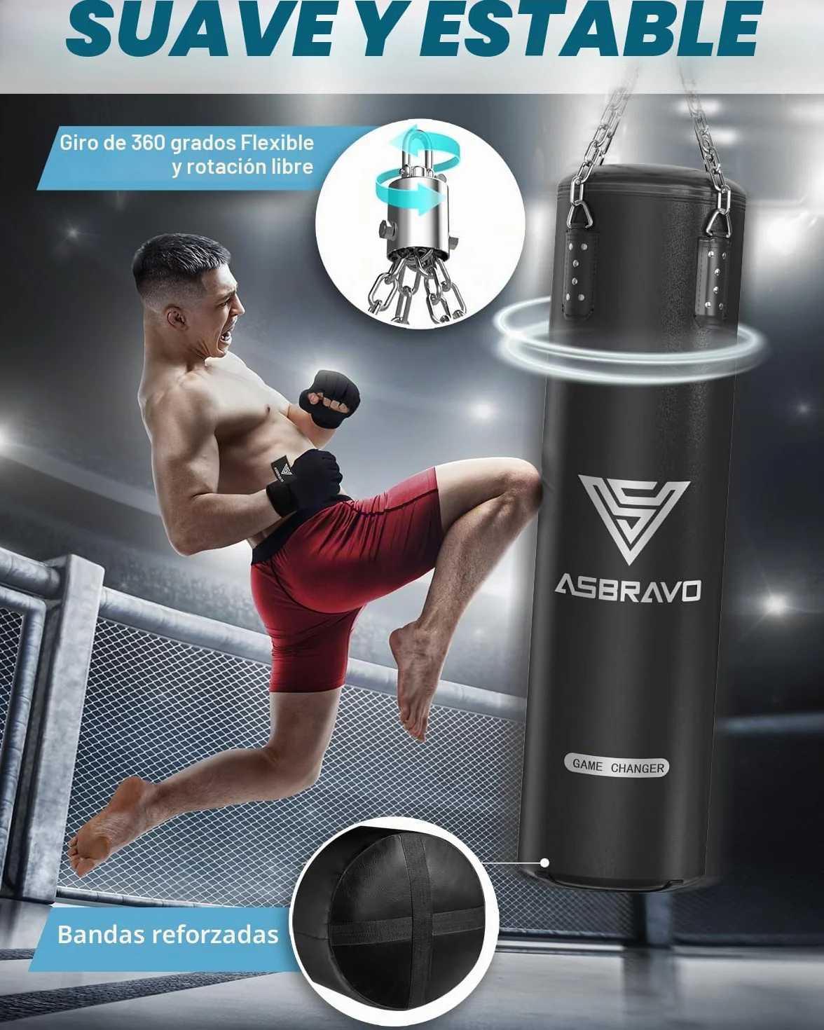 Saco de boxeo para adultos, juego de saco de boxeo pesado de poliuretano de 12 onzas, guantes para artes marciales mixtas, Muay Thai, kickboxing, gimnasio en casa, artes marciales (sin