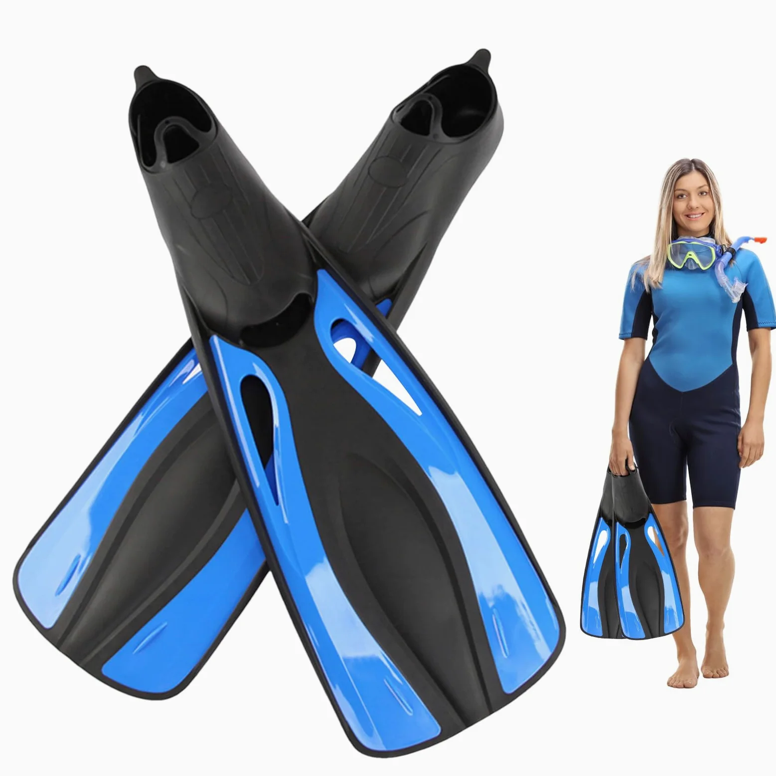 Aletas de Buceo, Aletas de Buceo y Snorkel Adultos - Par ajustable para principiantes y confirmados al aire libre
